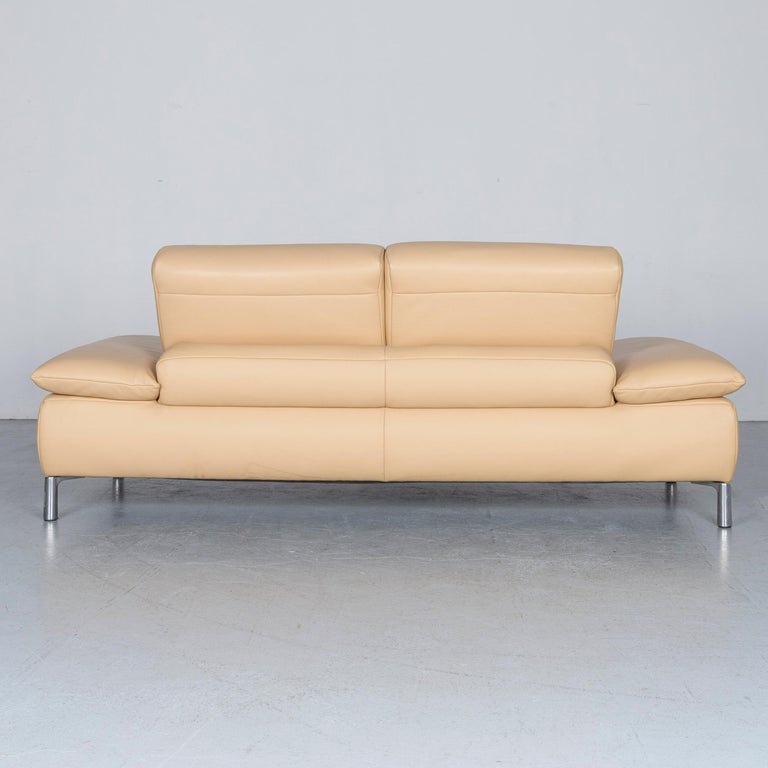 Koinor Koya Designer Leather Sofa Beige Real Leather Couch For Sale at