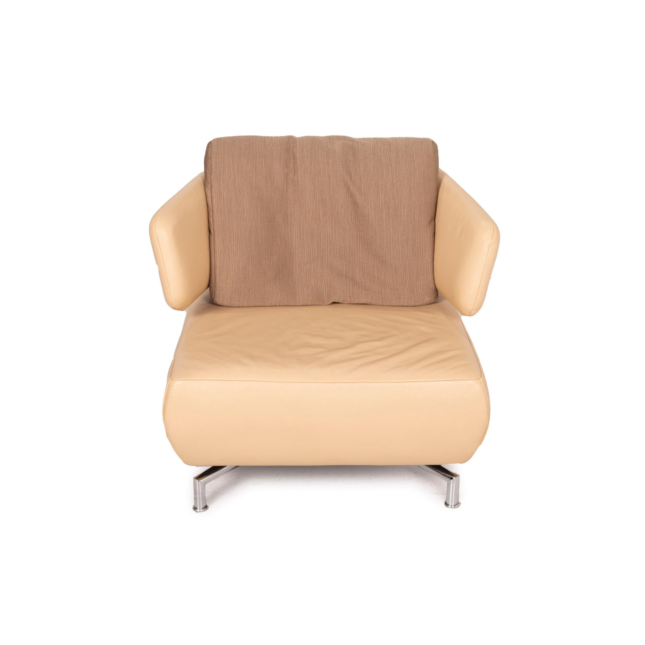 Contemporary Koinor Leather Armchair in Beige Fabric For Sale