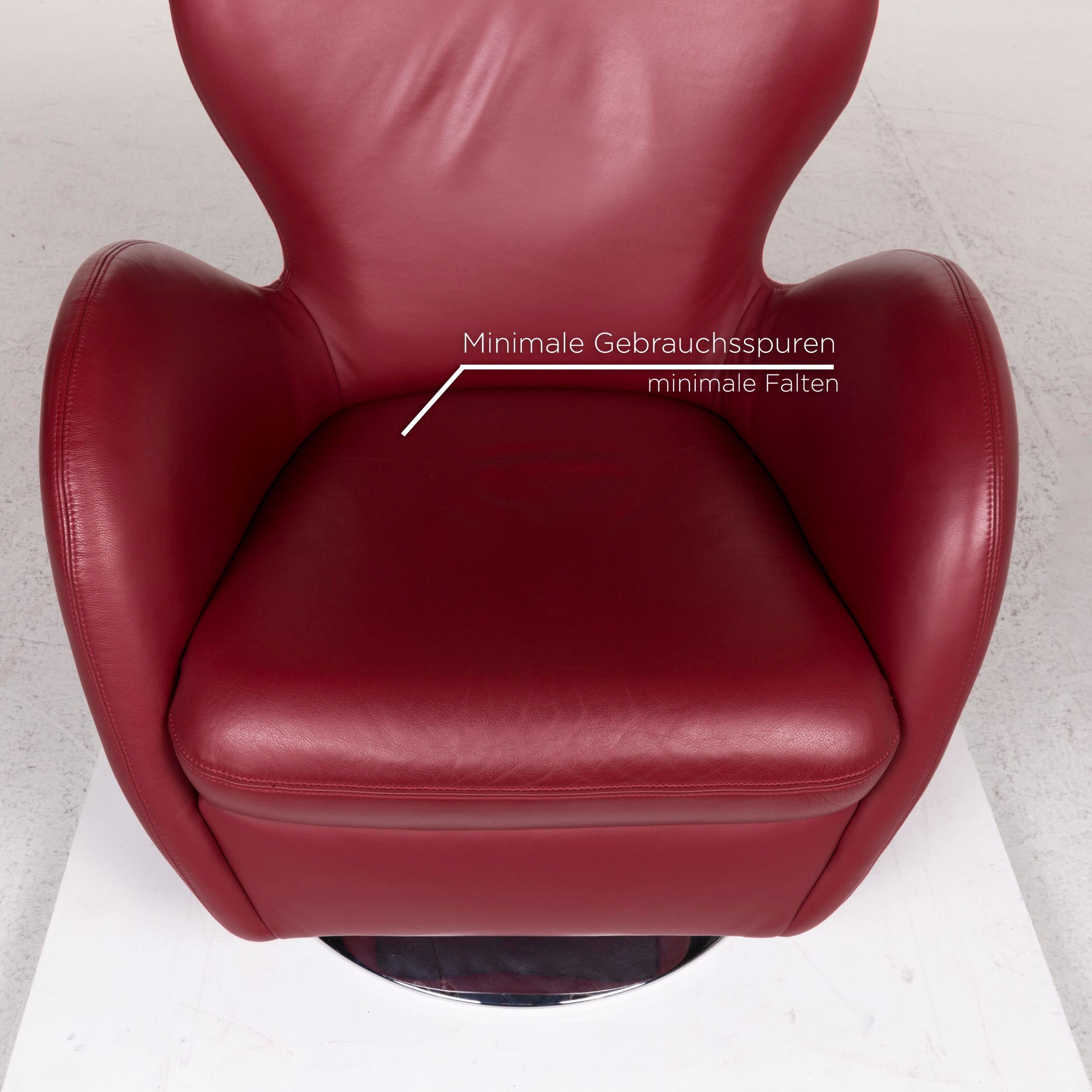 Modern Koinor Leather Armchair Set Red 1 Armchair 1 Stool