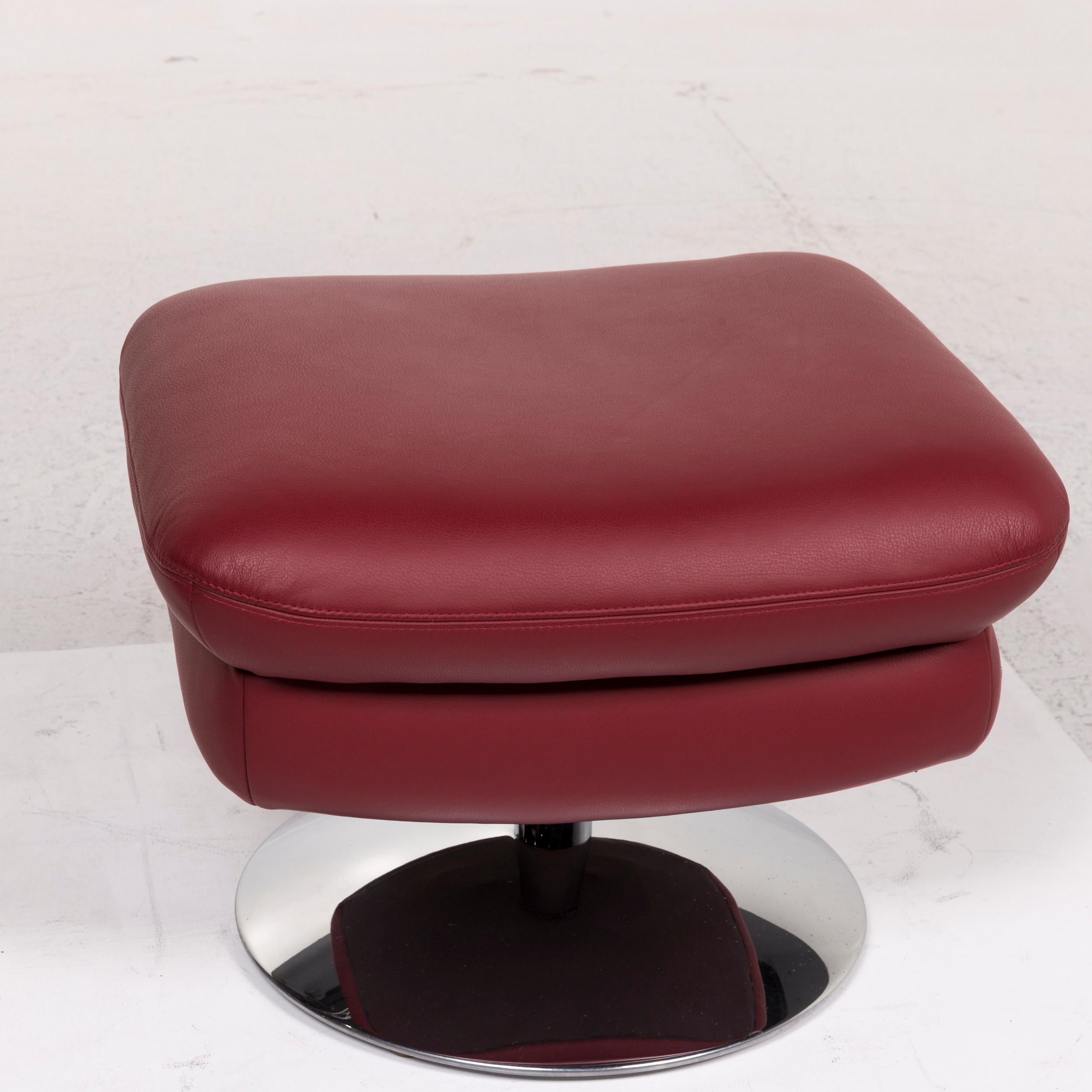 Koinor Leather Armchair Set Red 1 Armchair 1 Stool In Good Condition In Cologne, DE