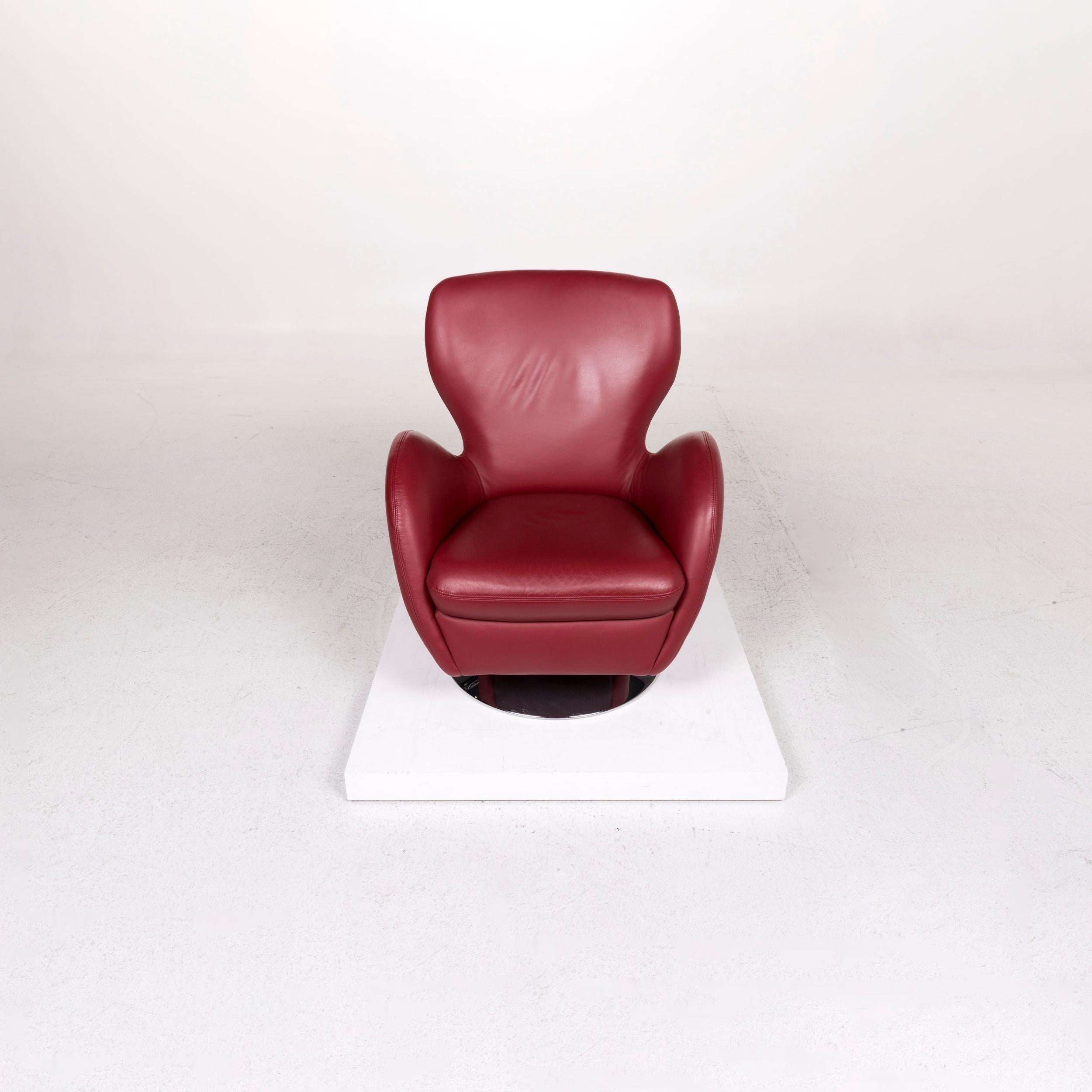 Koinor Leather Armchair Set Red 1 Armchair 1 Stool 2