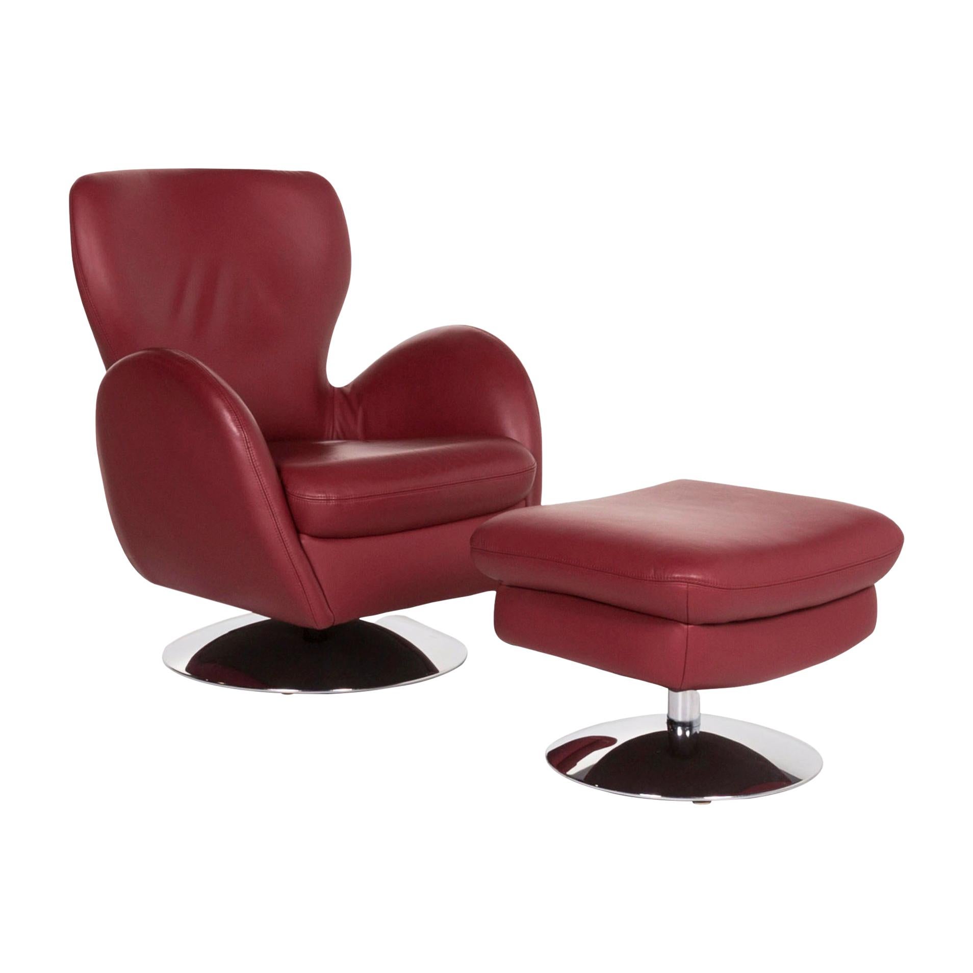 Koinor Leather Armchair Set Red 1 Armchair 1 Stool