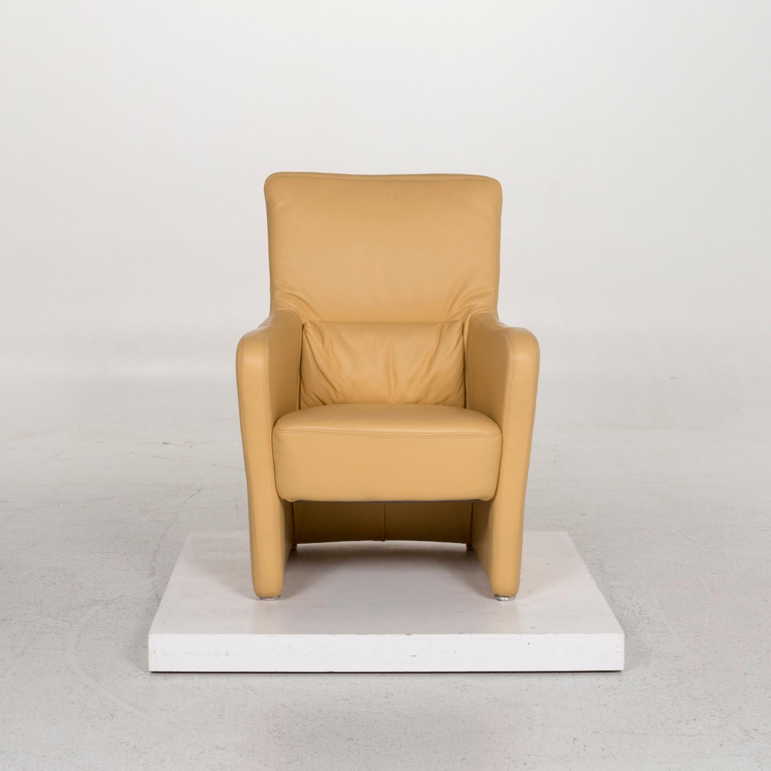 Contemporary Koinor Leather Armchair Yellow For Sale