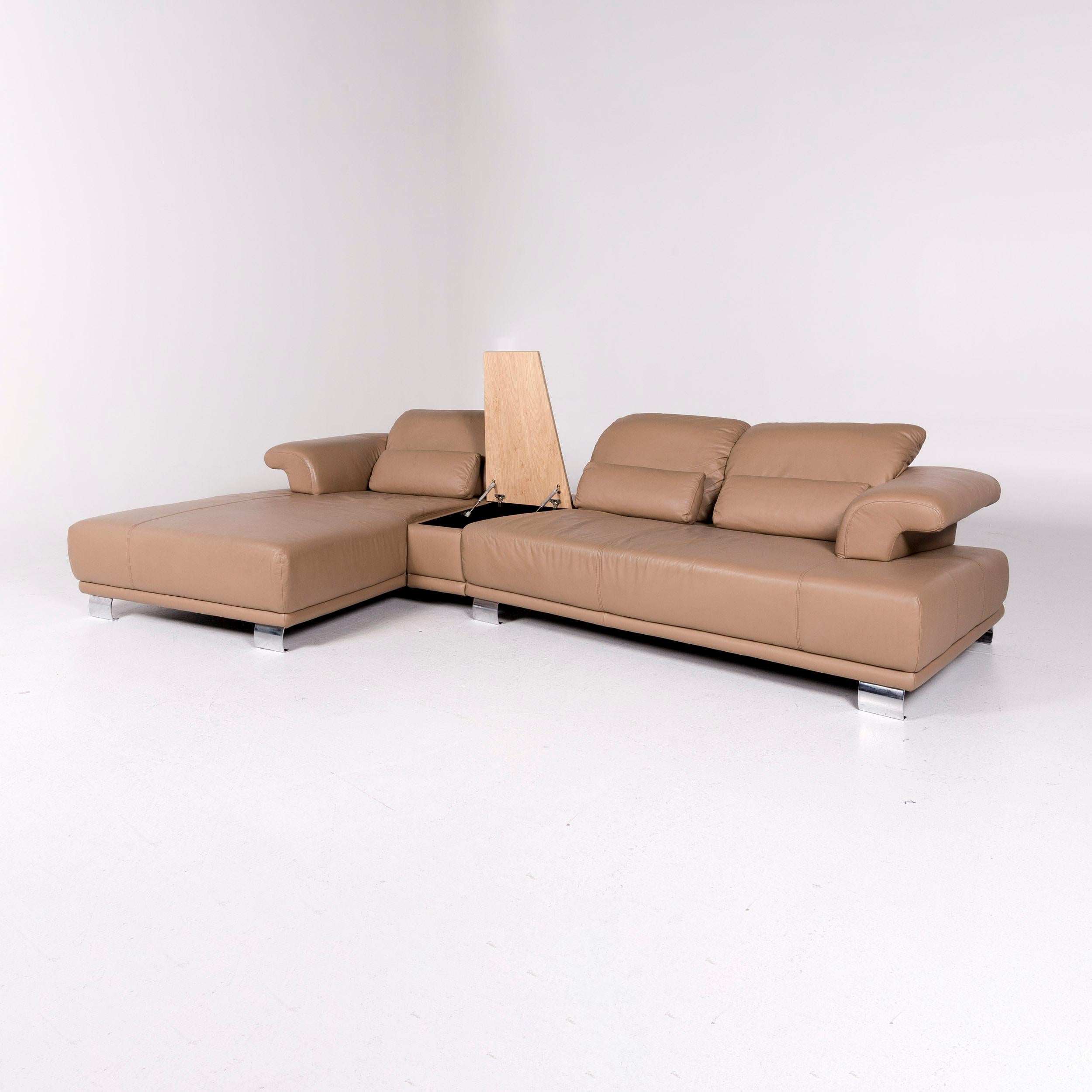 Modern Koinor Leather Corner Sofa Beige Sofa Function Couch For Sale