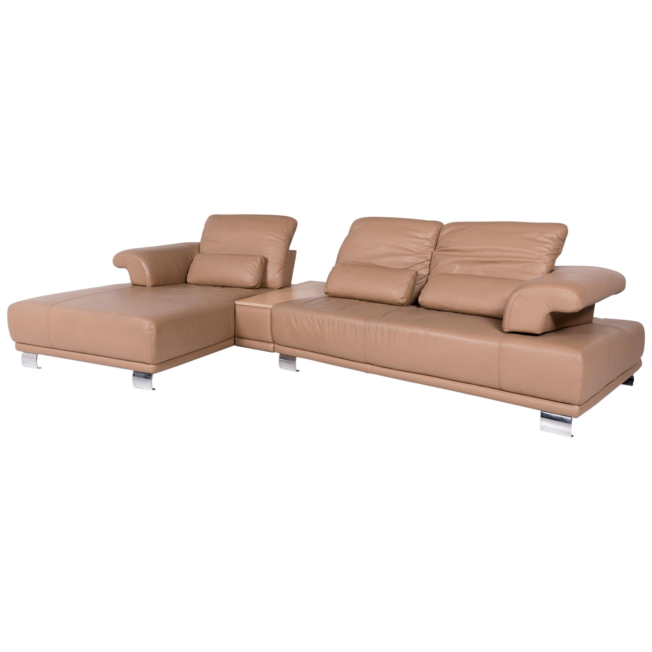 Koinor Leather Corner Sofa Beige Sofa Function Couch For Sale