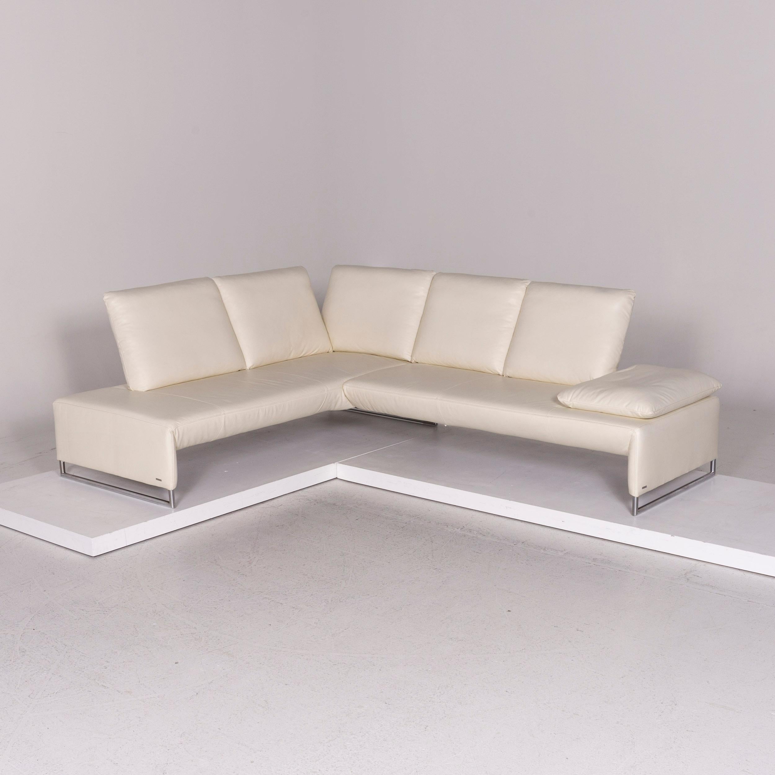 We bring to you a Koinor leather corner sofa cream sofa function couch.


 Product measurements in centimeters:
 

 Depth 87
Width 205
Height 81
Seat-height 42
Rest-height 52
Seat-depth 56
Seat-width 173
Back-height 45.
   