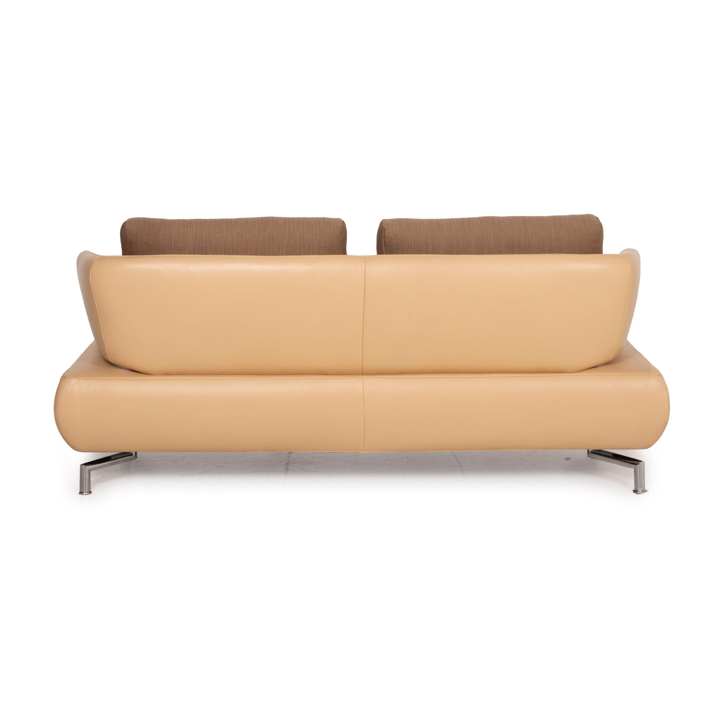 Koinor Leather Sofa Beige Two-Seater Fabric For Sale 3