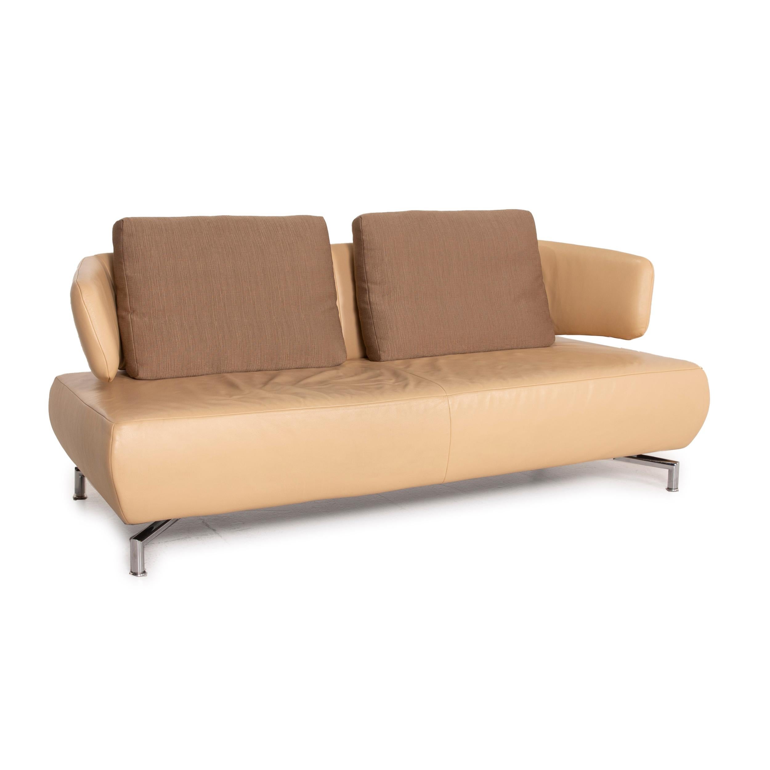 Contemporary Koinor Leather Sofa Beige Two-Seater Fabric For Sale