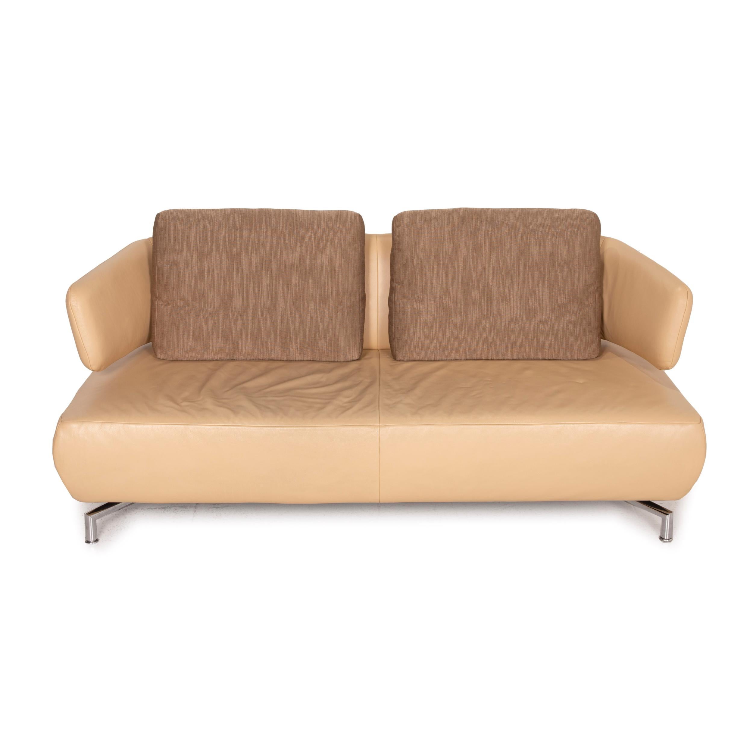 Koinor Leather Sofa Beige Two-Seater Fabric For Sale 1