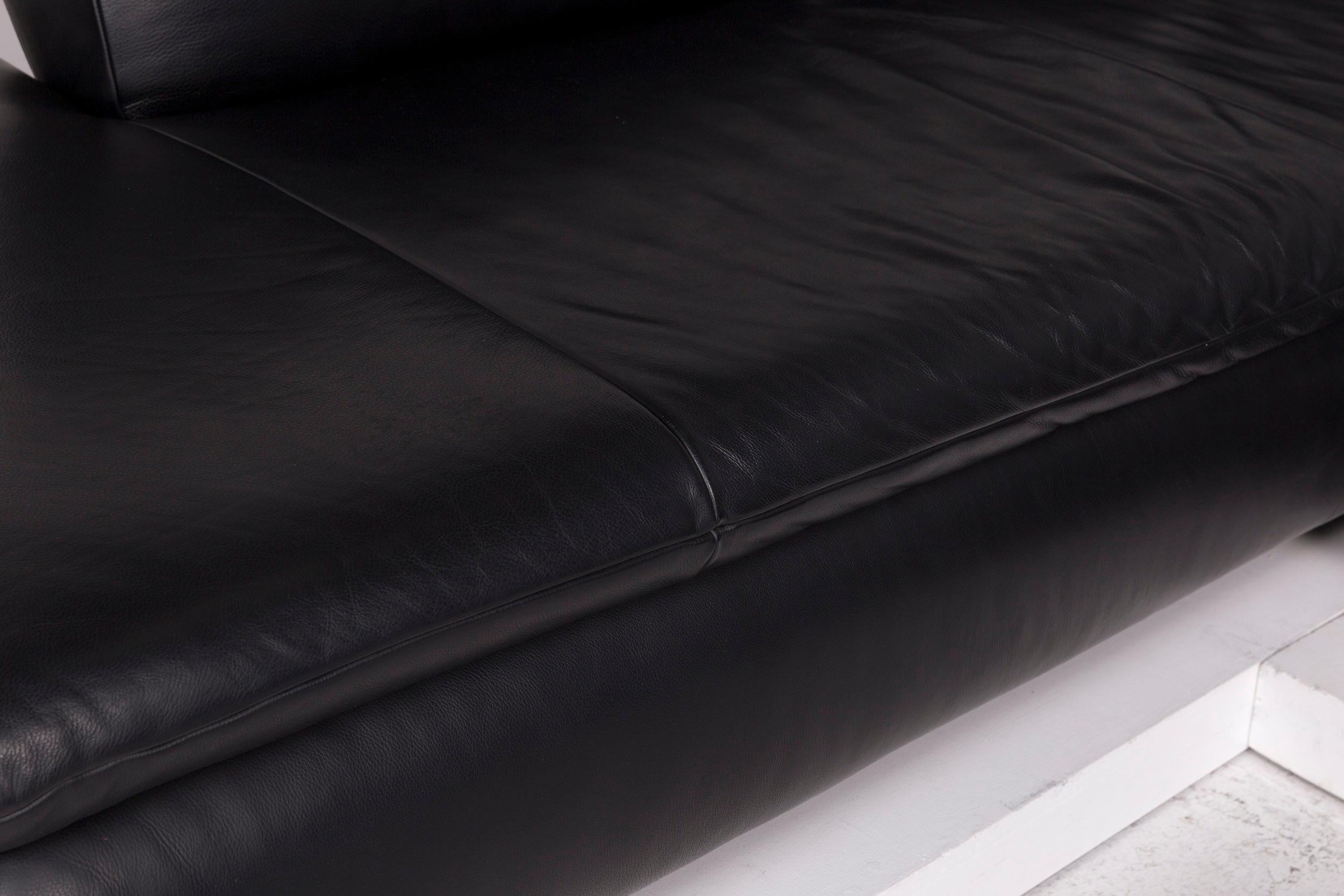 Modern Koinor Leather Sofa Black Corner Sofa For Sale