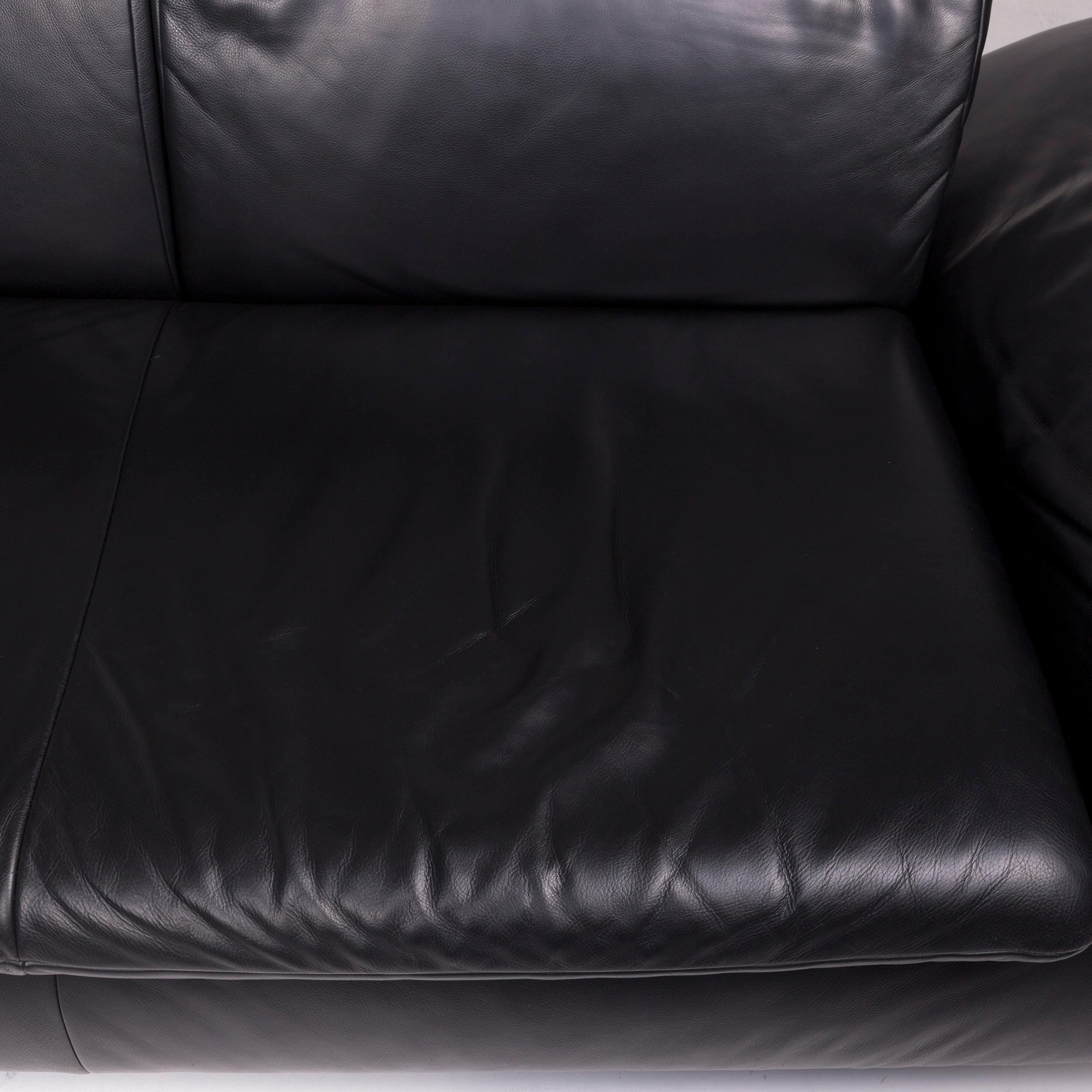 German Koinor Leather Sofa Black Corner Sofa For Sale