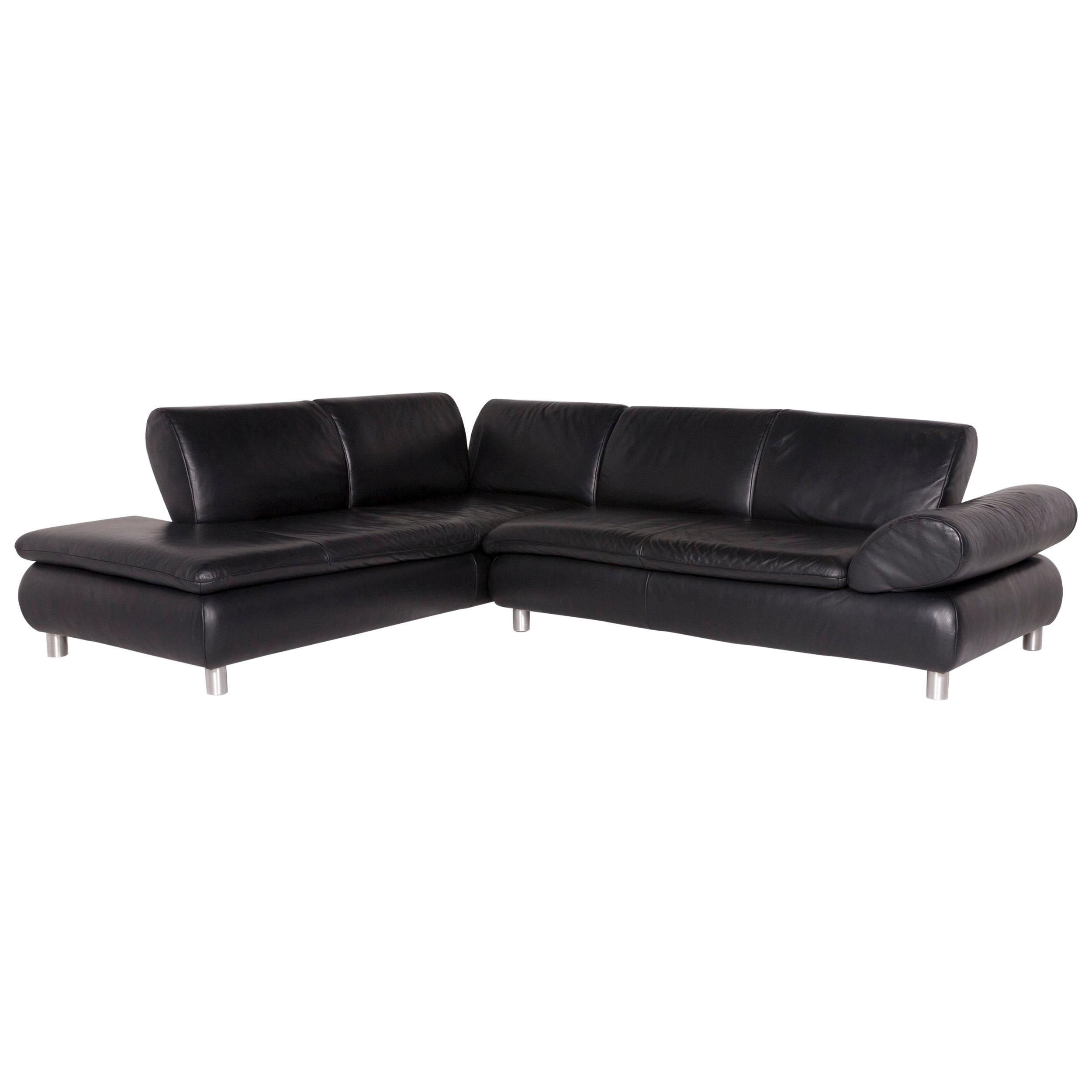 Koinor Leather Sofa Black Corner Sofa For Sale