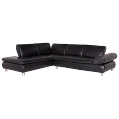 Koinor Leather Sofa Black Corner Sofa