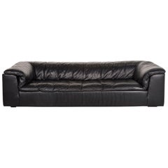 Koinor Leather Sofa Black Three-Seat Couch
