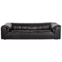 Koinor Leather Sofa Black Three-Seat Couch