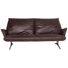 Koinor Leather Sofa Brown Dark Brown Three-Seat Function Couch