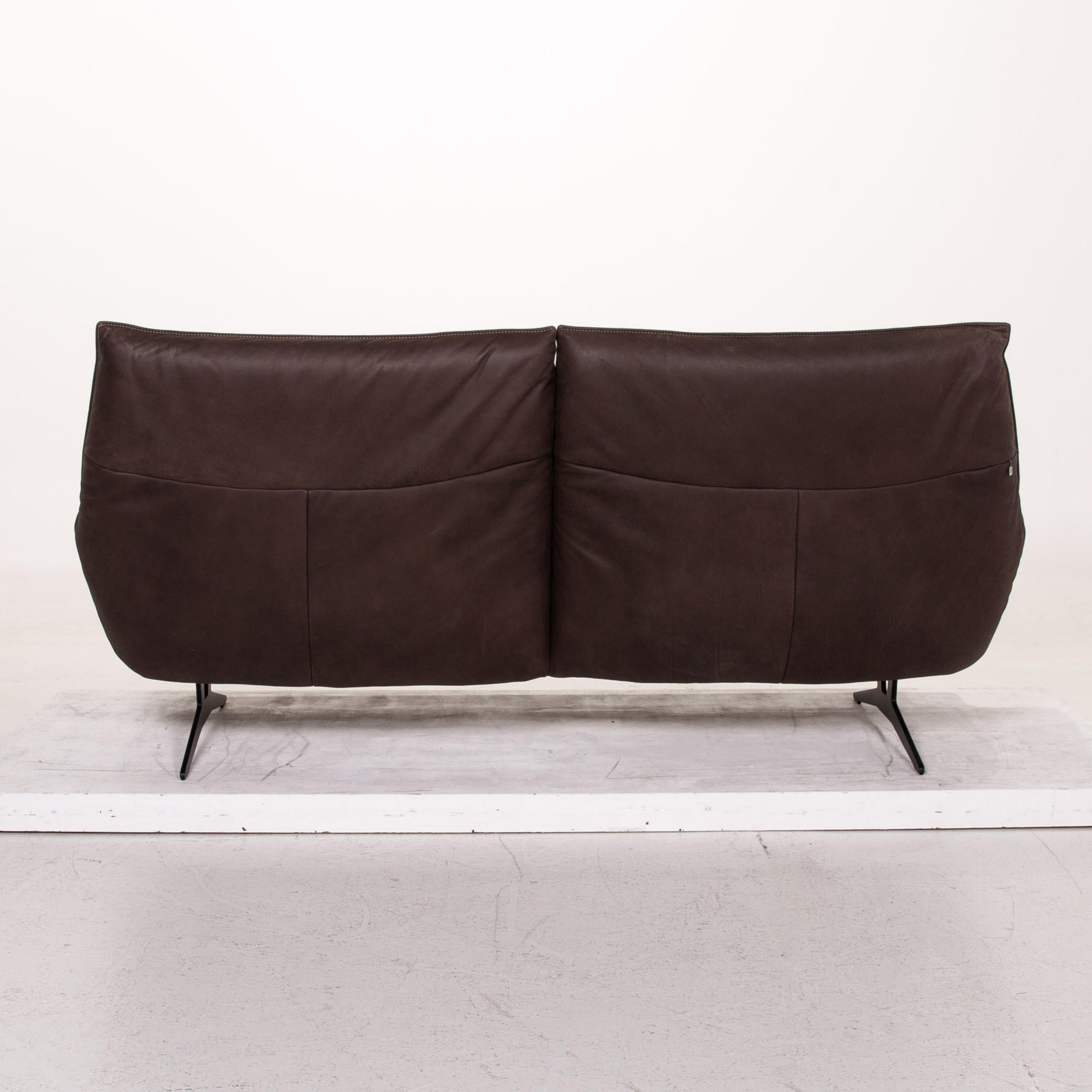 Koinor Leather Sofa Brown Dark Brown Three-Seat Function Couch 7