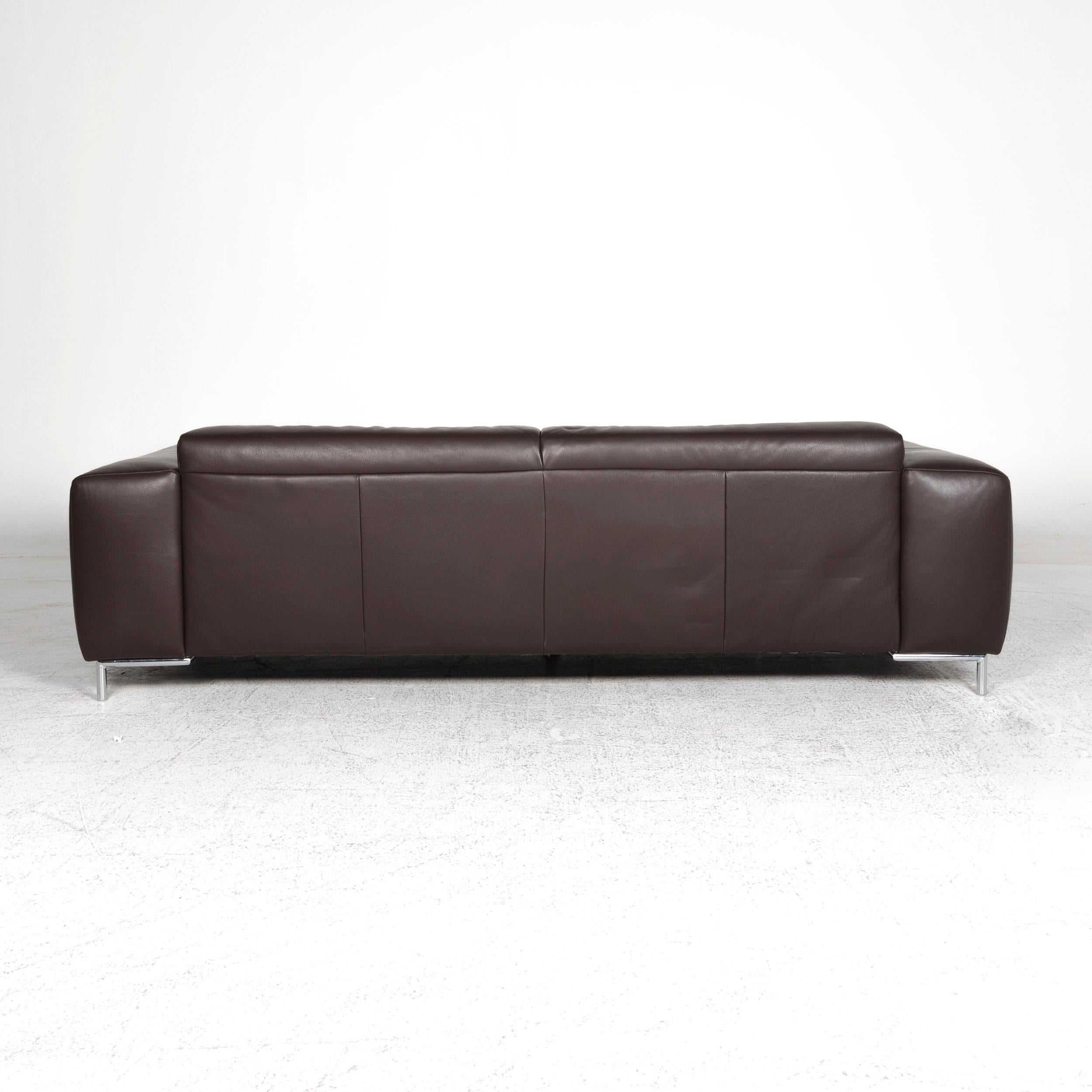 Koinor Leather Sofa Brown Three-Seat Couch For Sale 5