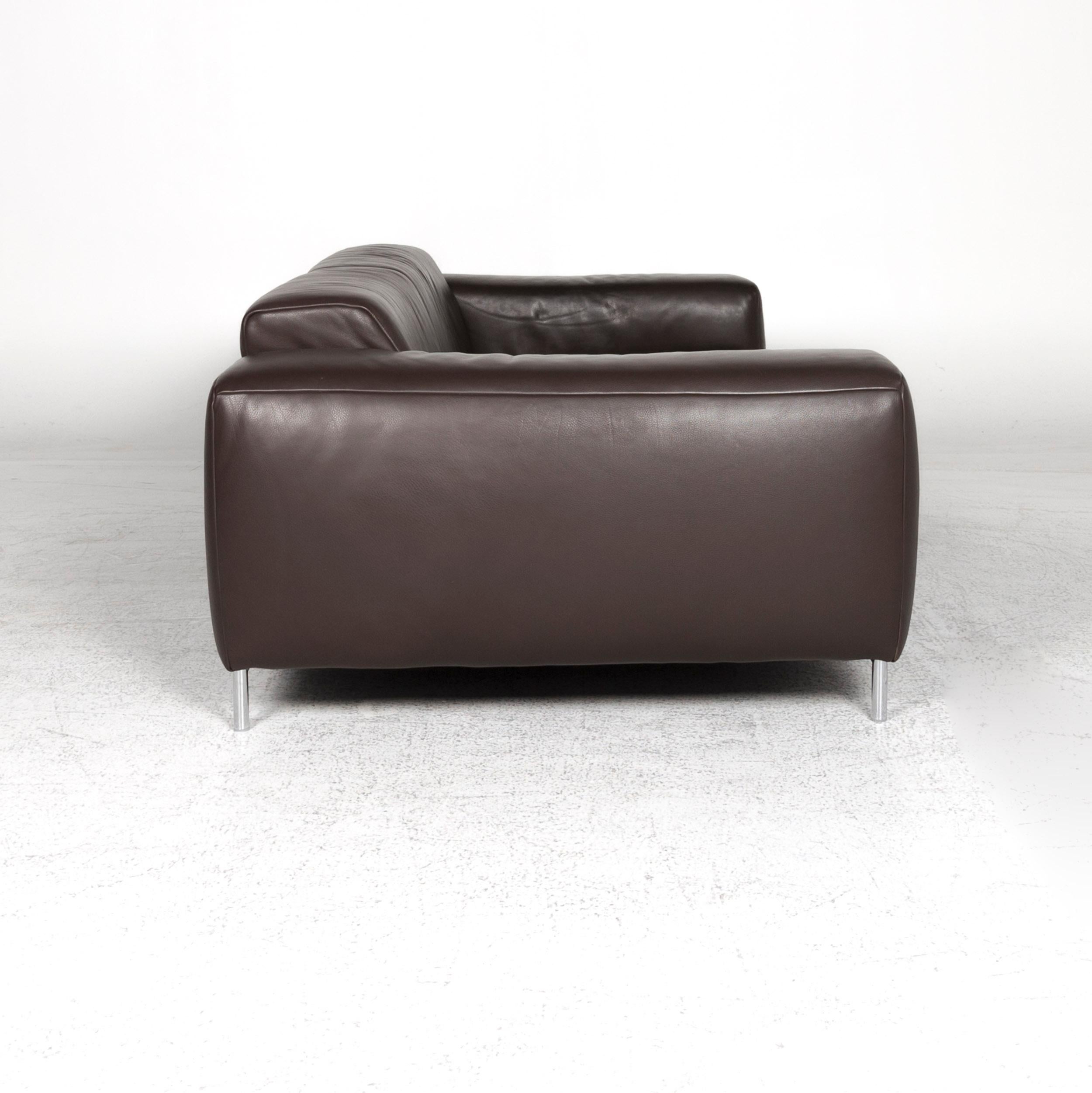 Koinor Leather Sofa Brown Three-Seat Couch For Sale 6