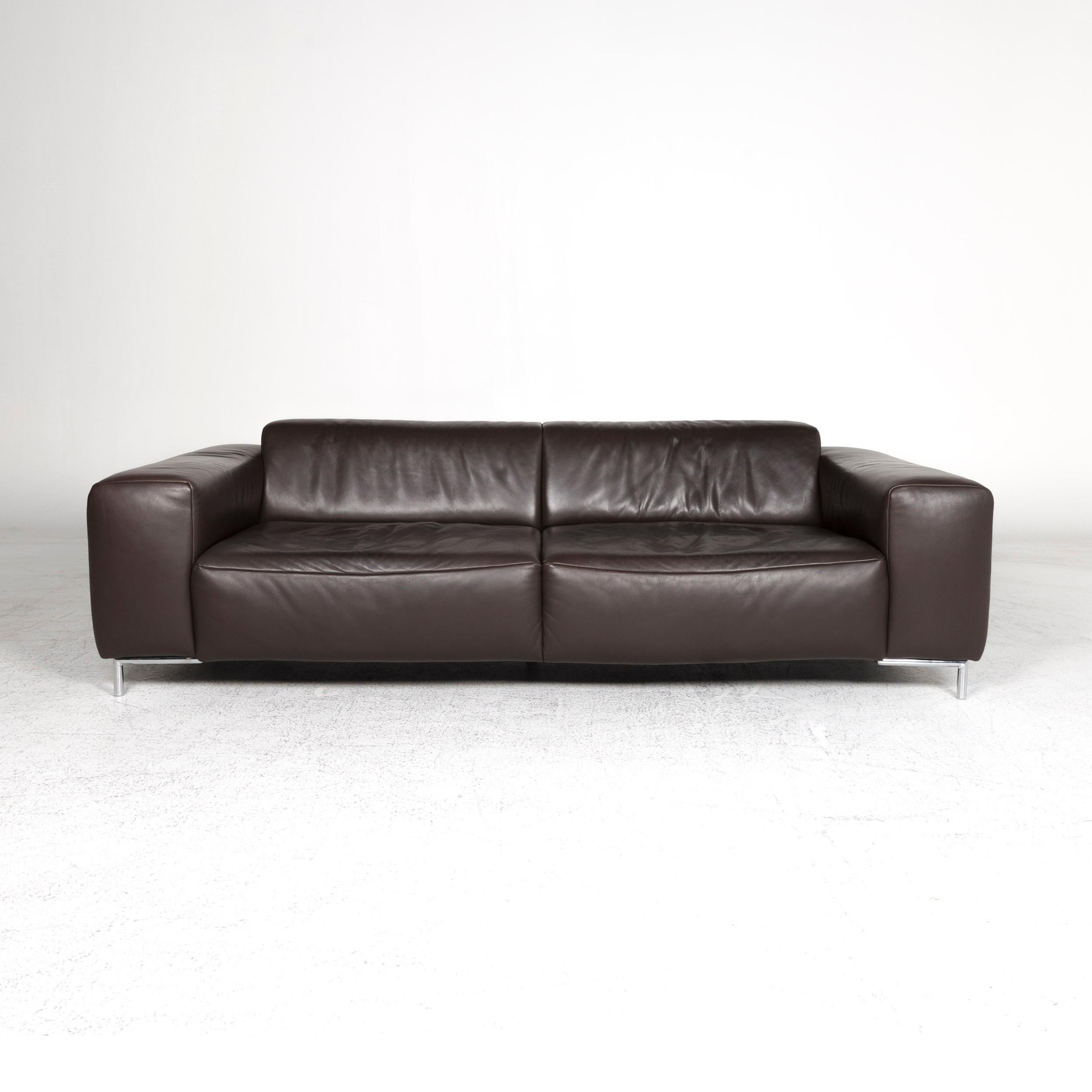 We bring to you a Koinor leather sofa brown three-seat couch.

 
 Product measurements in centimeters:
 
 Depth 114
Width 240
Height 69
Seat-height 40
Rest-height 59
Seat-depth 80
Seat-width 181
Back-height 30.