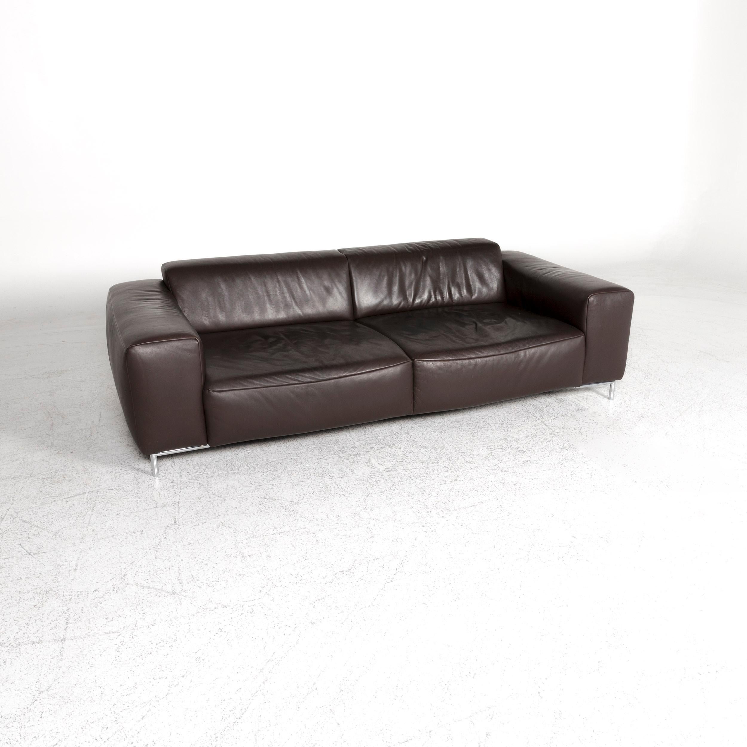 Modern Koinor Leather Sofa Brown Three-Seat Couch For Sale