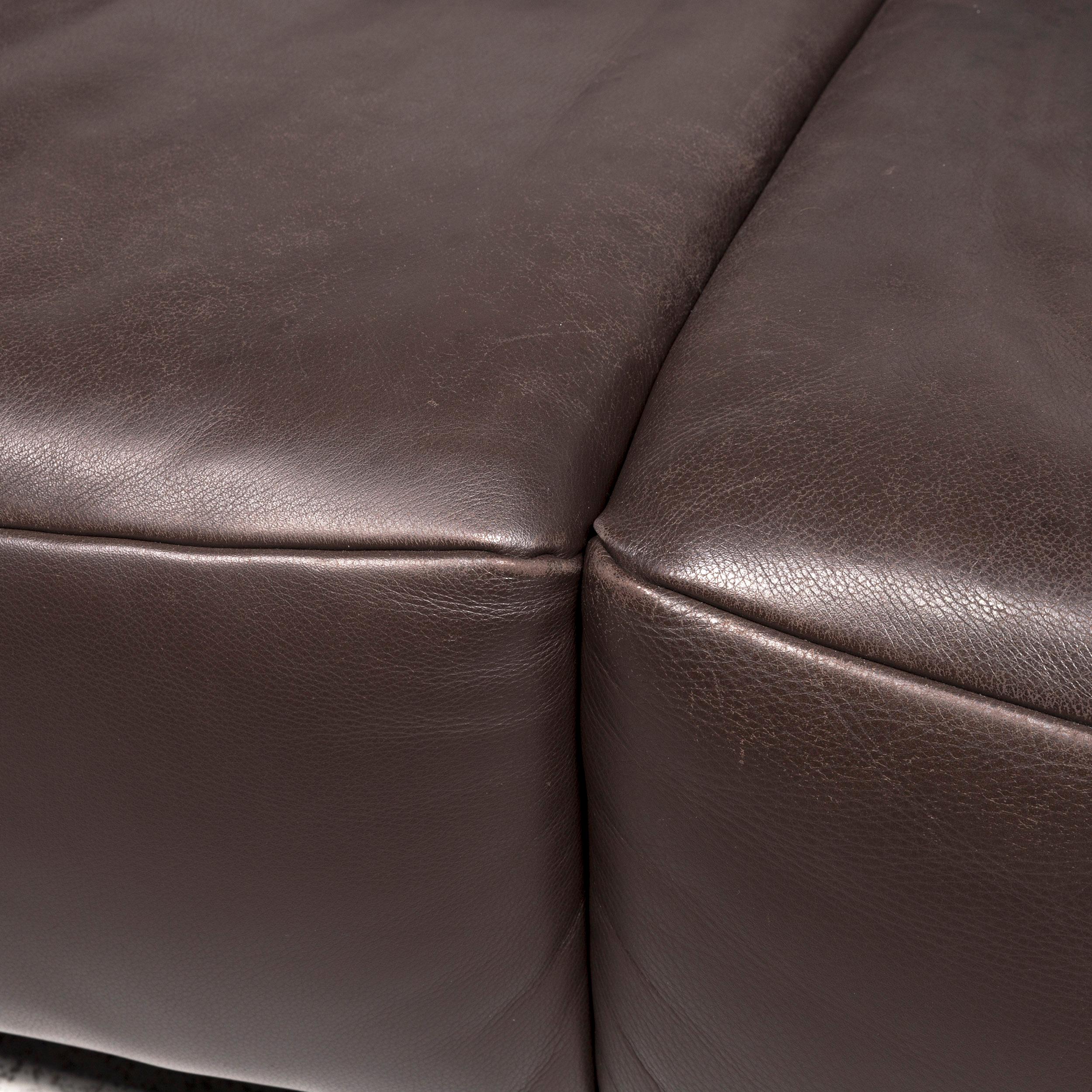 Contemporary Koinor Leather Sofa Brown Three-Seat Couch For Sale