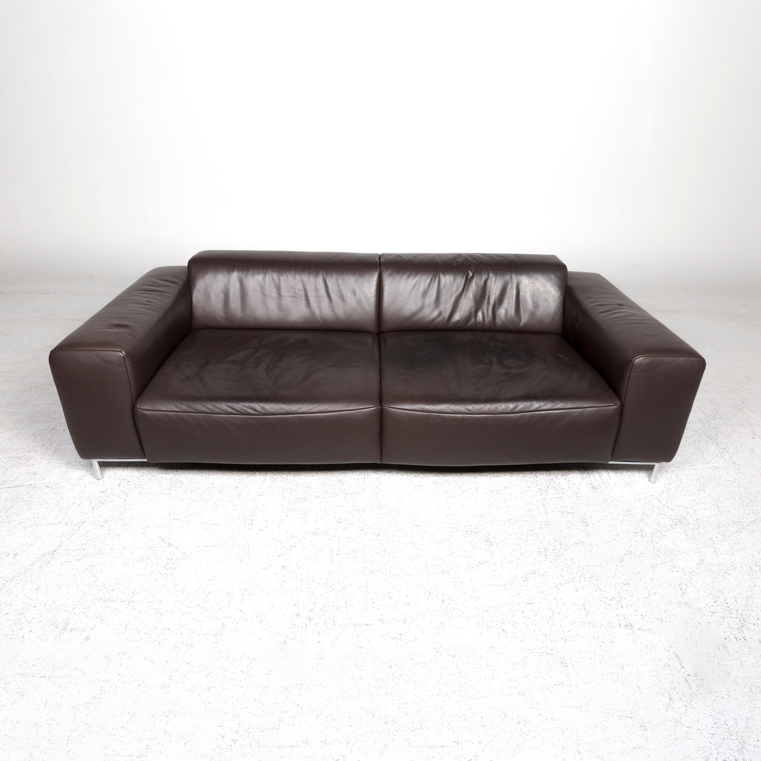 Koinor Leather Sofa Brown Three-Seat Couch For Sale 2