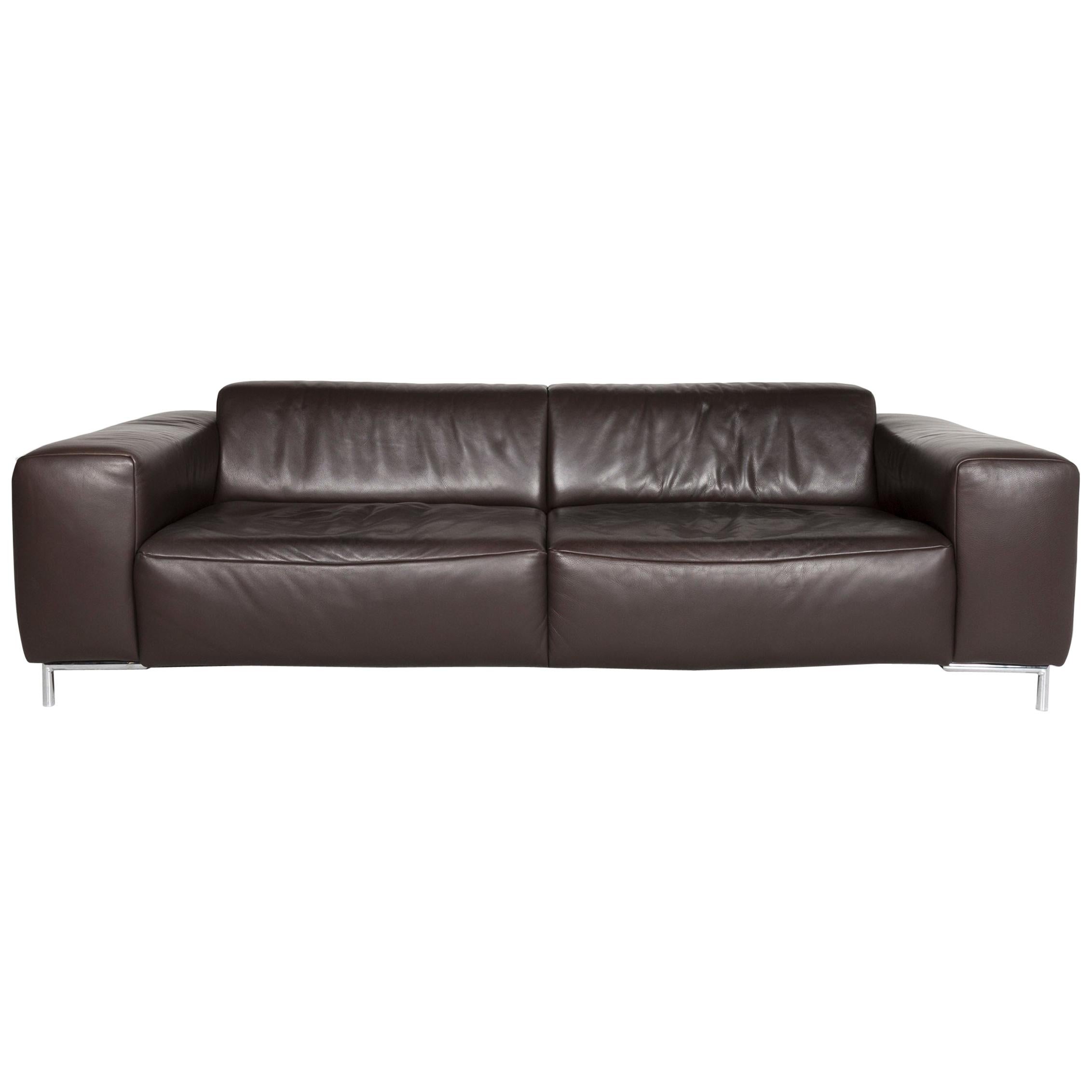 Koinor Leather Sofa Brown Three-Seat Couch For Sale