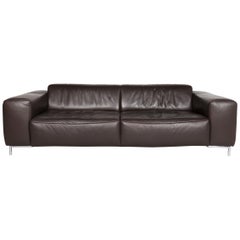 Koinor Leather Sofa Brown Three-Seat Couch
