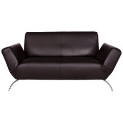 Koinor Leather Sofa Brown Two-Seat Couch