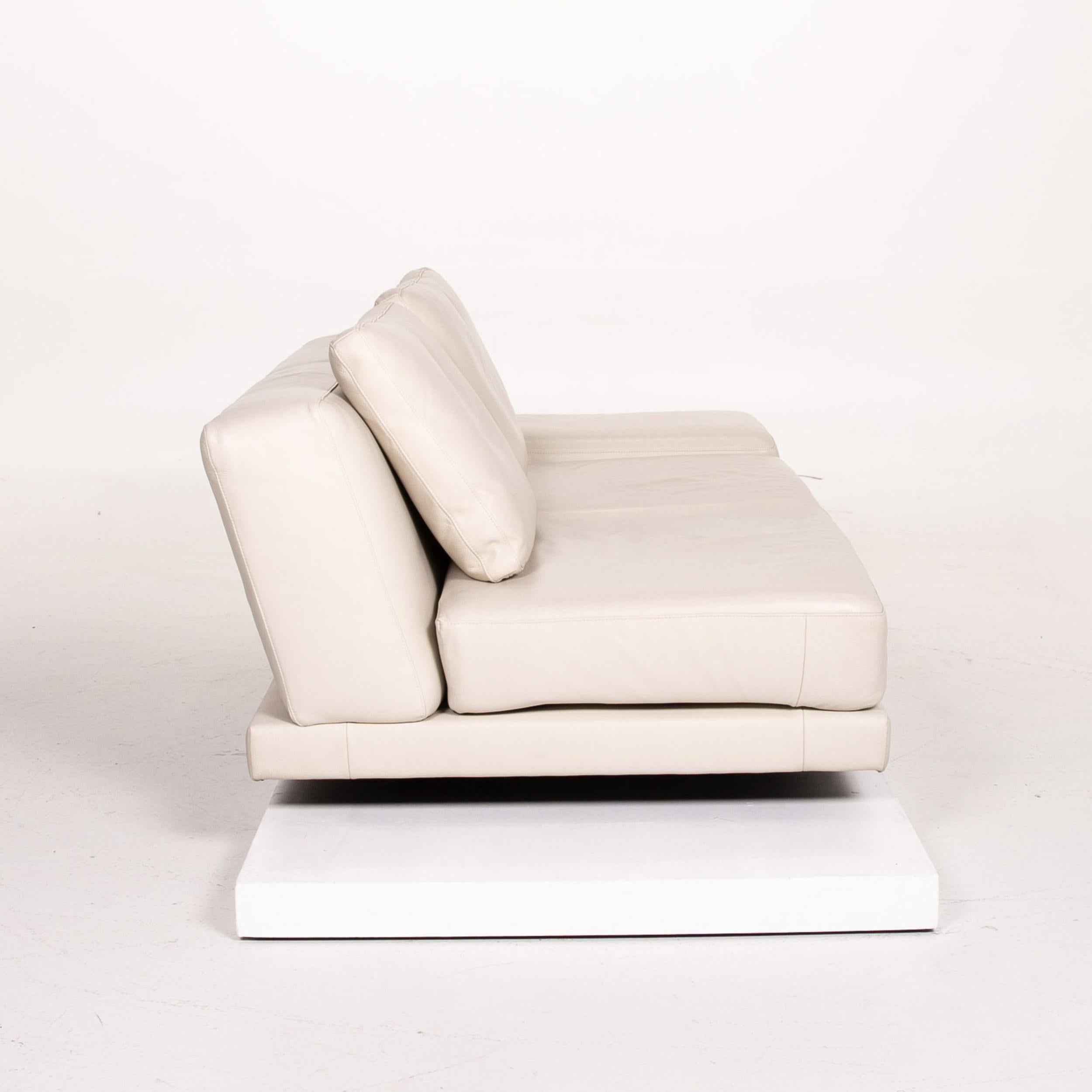 Koinor Leather Sofa Cream Three-Seat Function Couch For Sale 4