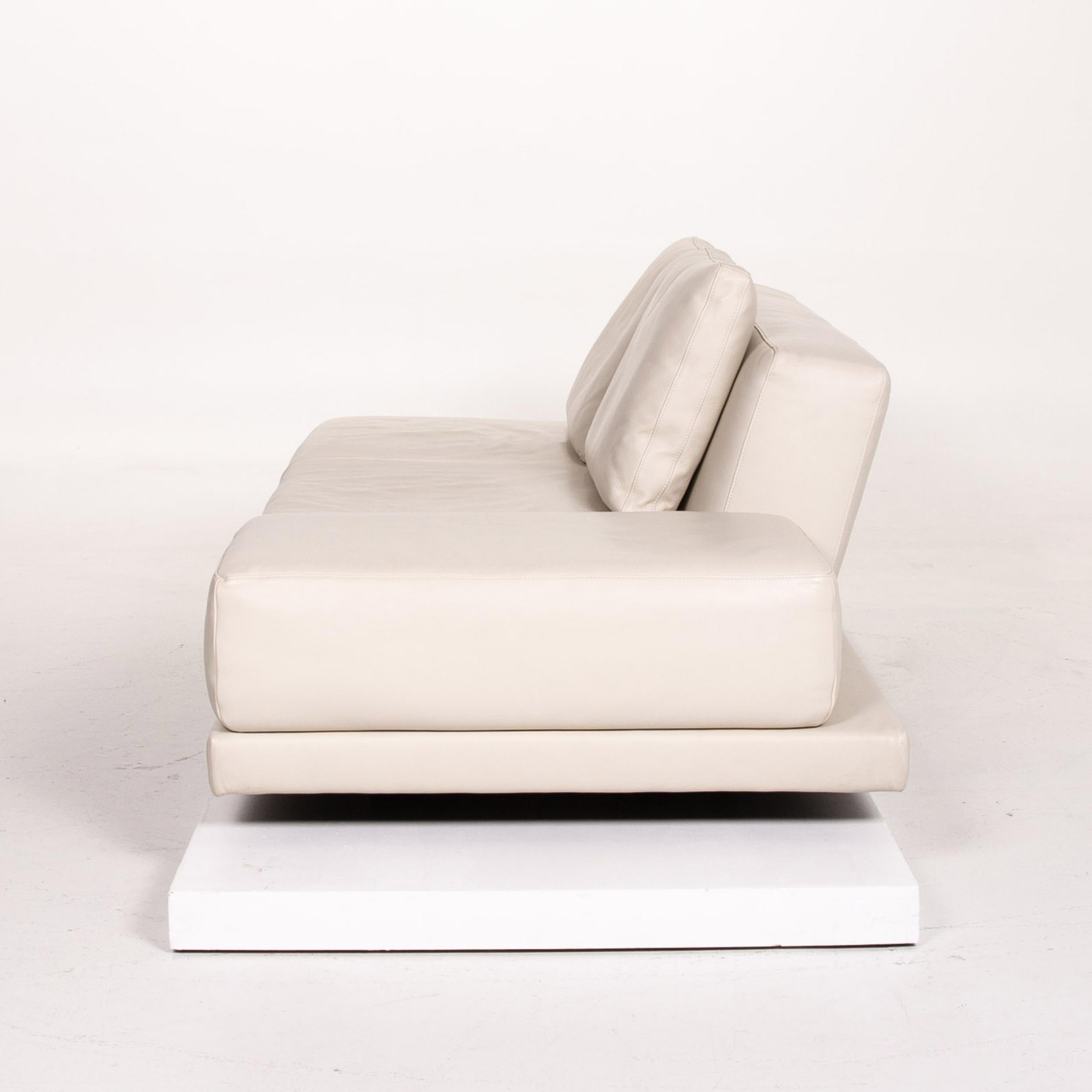 Koinor Leather Sofa Cream Three-Seat Function Couch For Sale 6