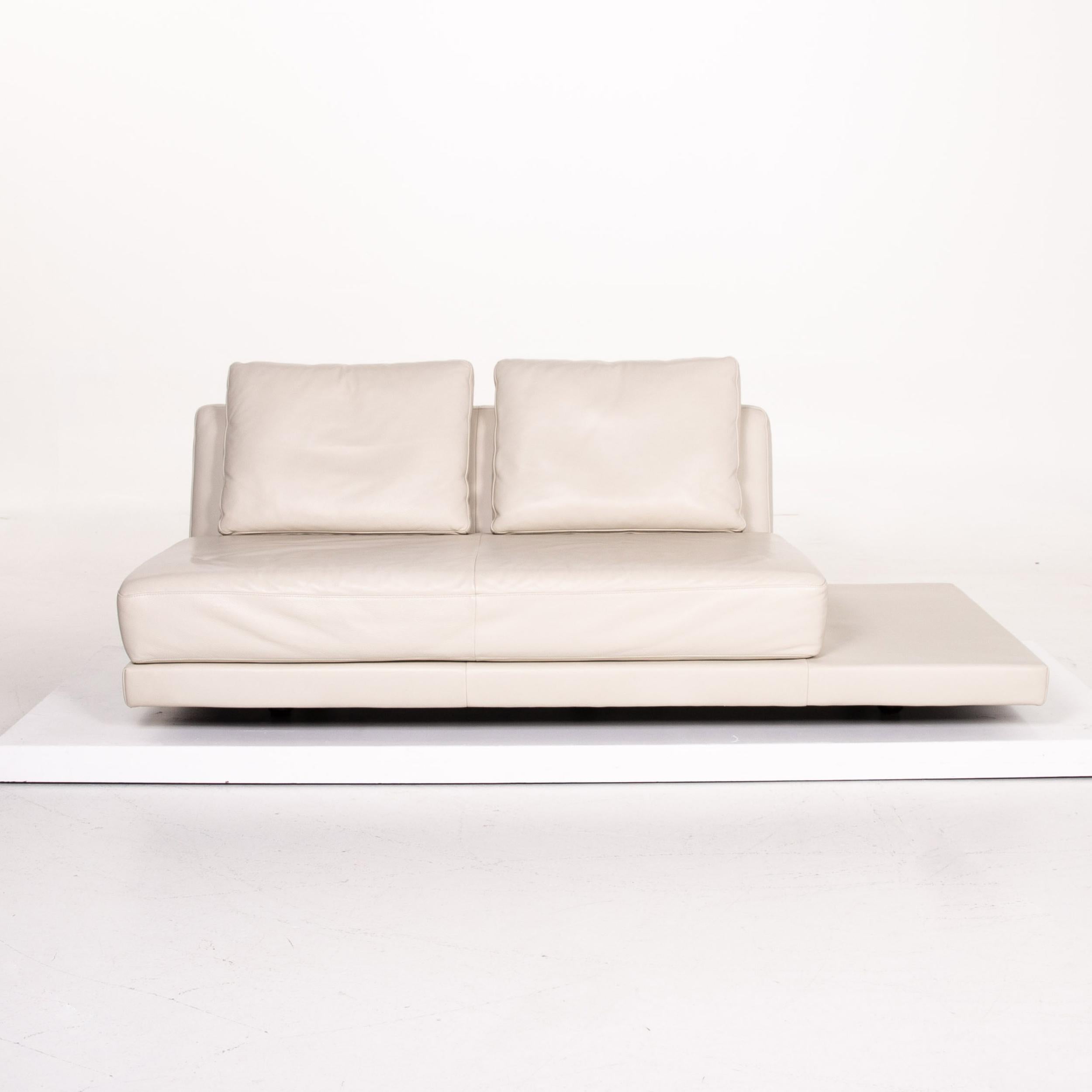 Modern Koinor Leather Sofa Cream Three-Seat Function Couch For Sale