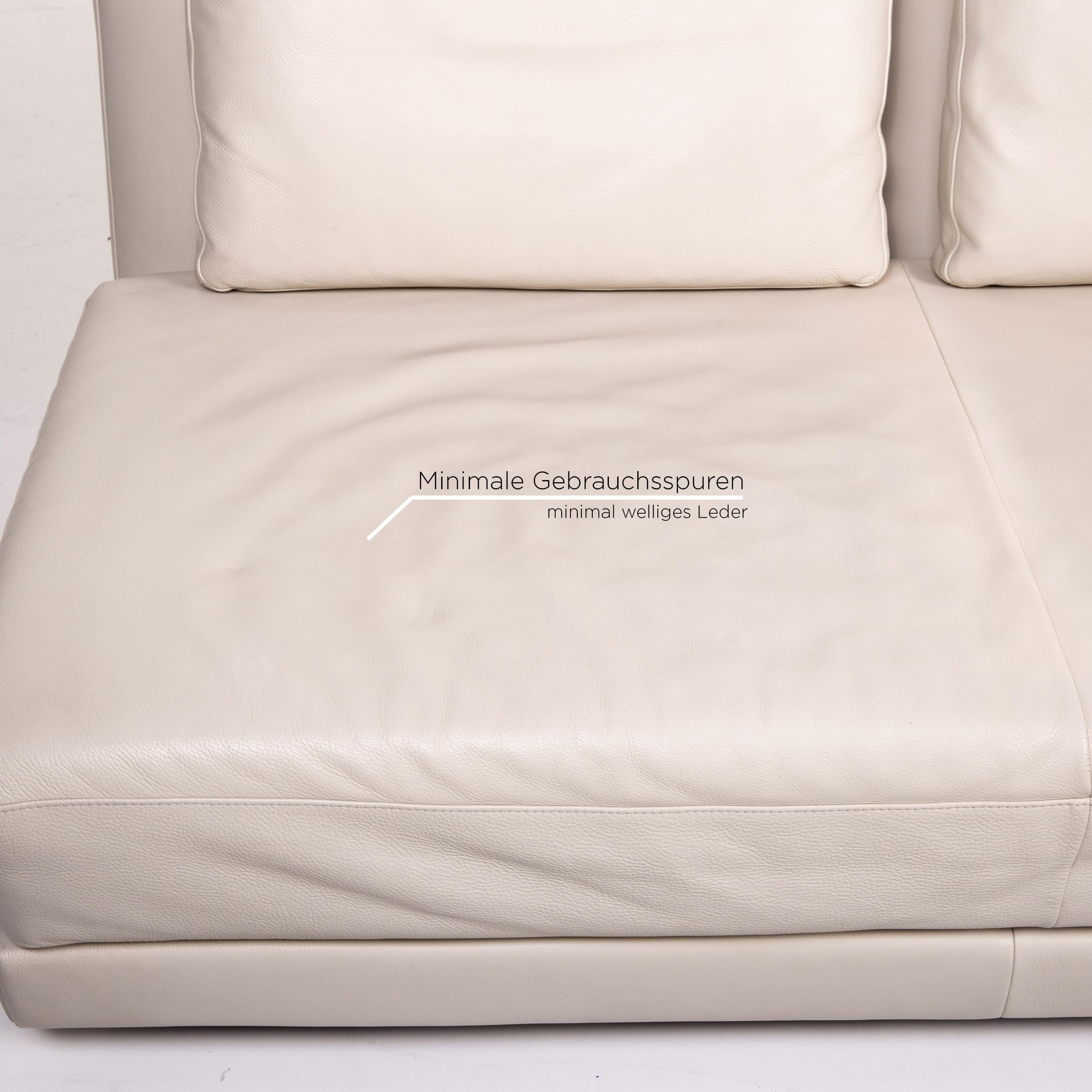Koinor Leather Sofa Cream Three-Seat Function Couch In Good Condition For Sale In Cologne, DE