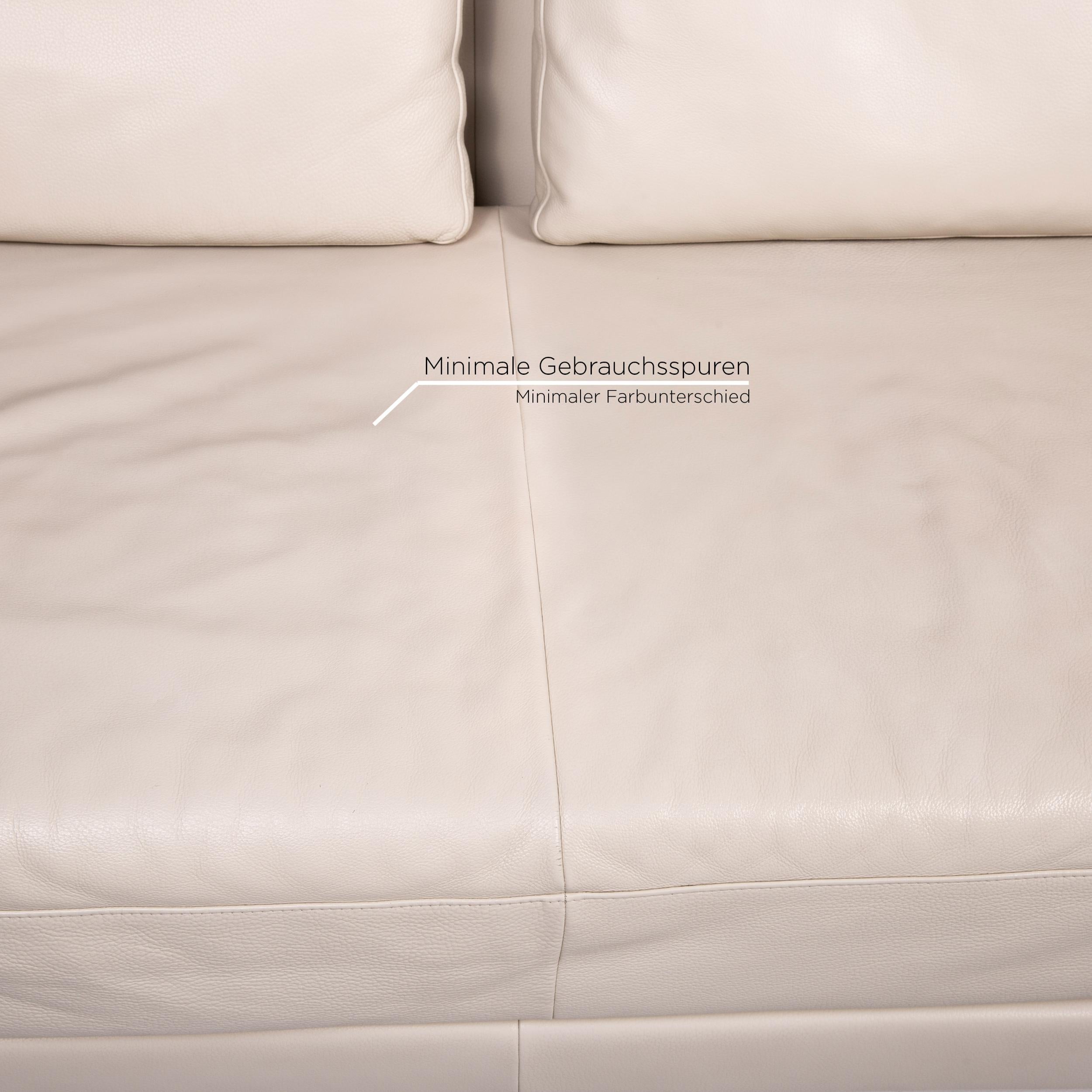 Contemporary Koinor Leather Sofa Cream Three-Seat Function Couch For Sale