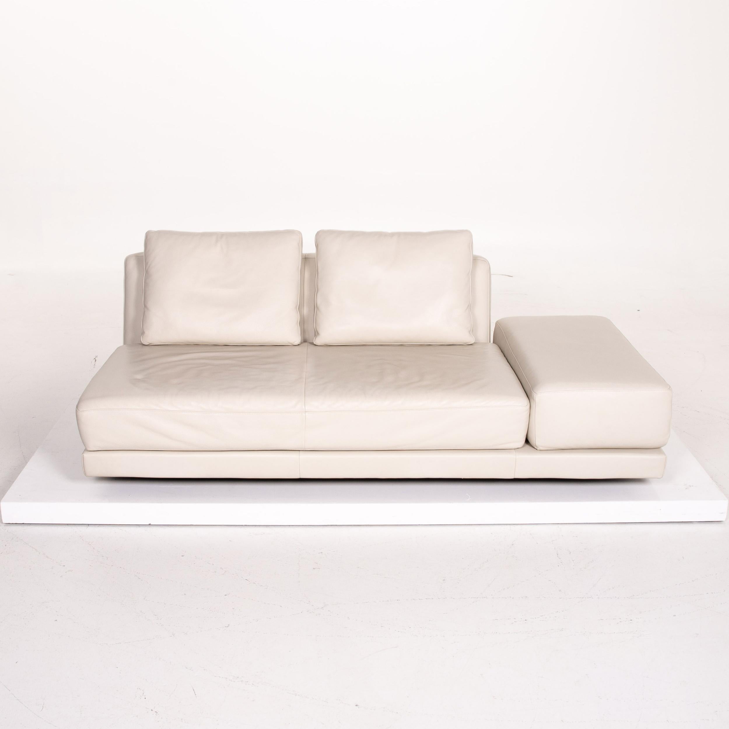 Koinor Leather Sofa Cream Three-Seat Function Couch For Sale 3