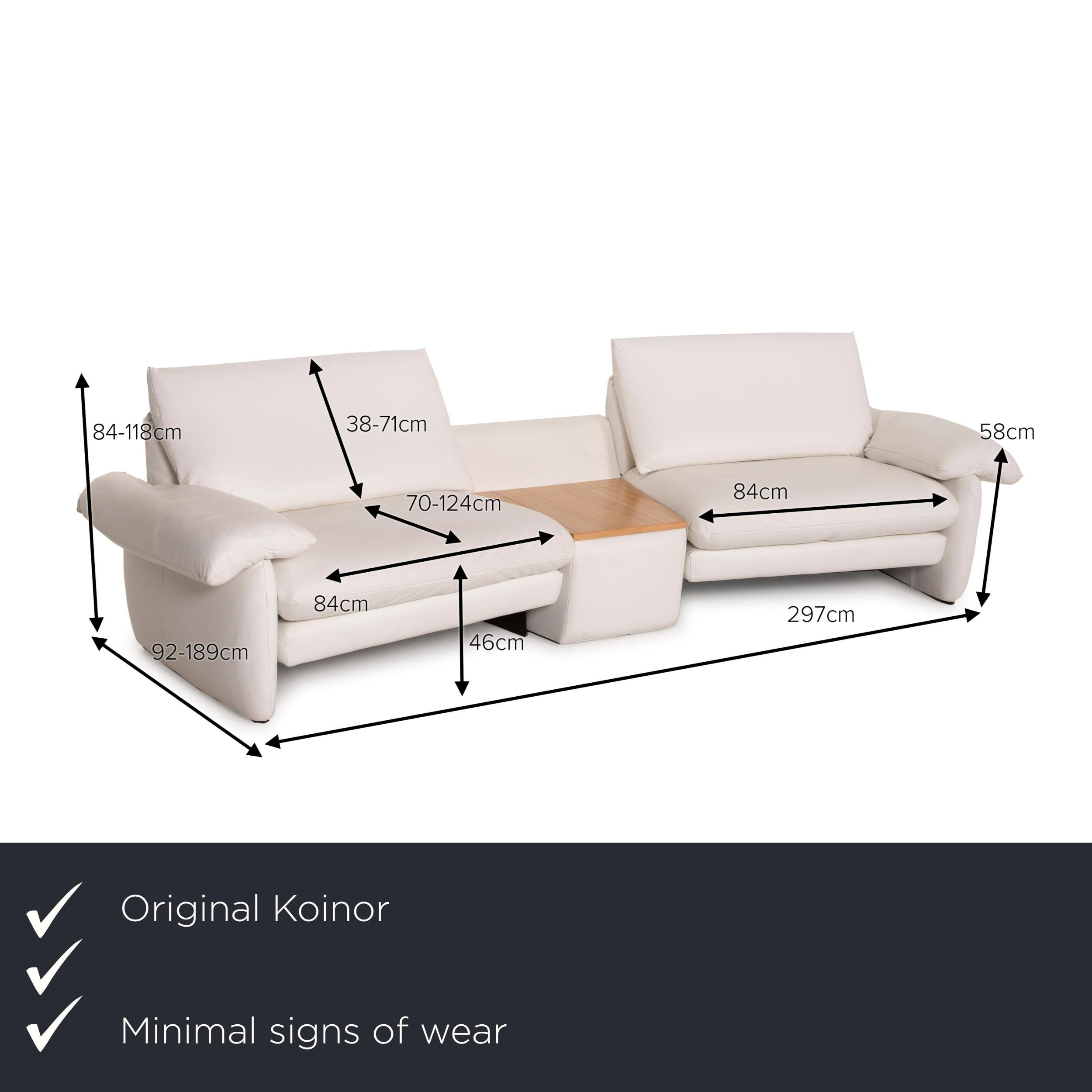 We present to you a Koinor leather sofa cream two-seater electric relaxation function storage space.
  
 

 Product measurements in centimeters:
 

 depth: 92
 width: 297
 height: 84
 seat height: 46
 rest height: 58
 seat depth: 70
