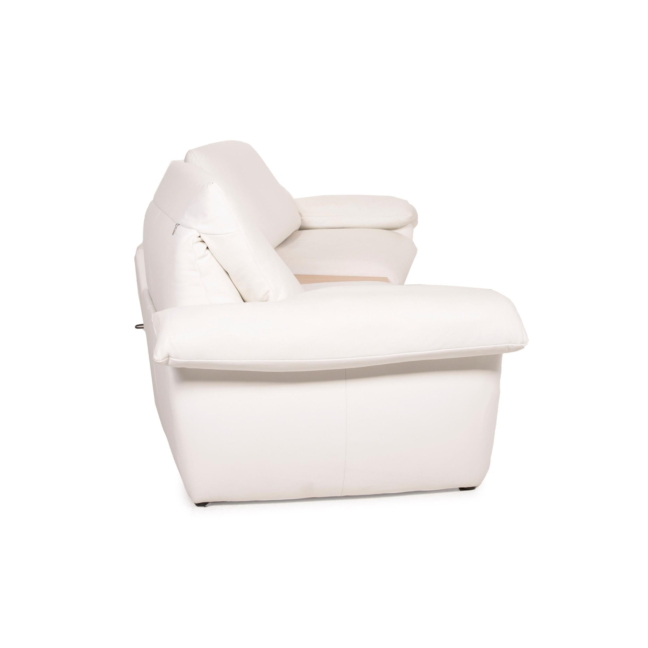 Contemporary Koinor Leather Sofa Cream Two-Seater Electric Relaxation Function Storage Space