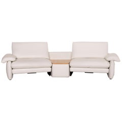 Koinor Leather Sofa Cream Two-Seater Electric Relaxation Function Storage Space