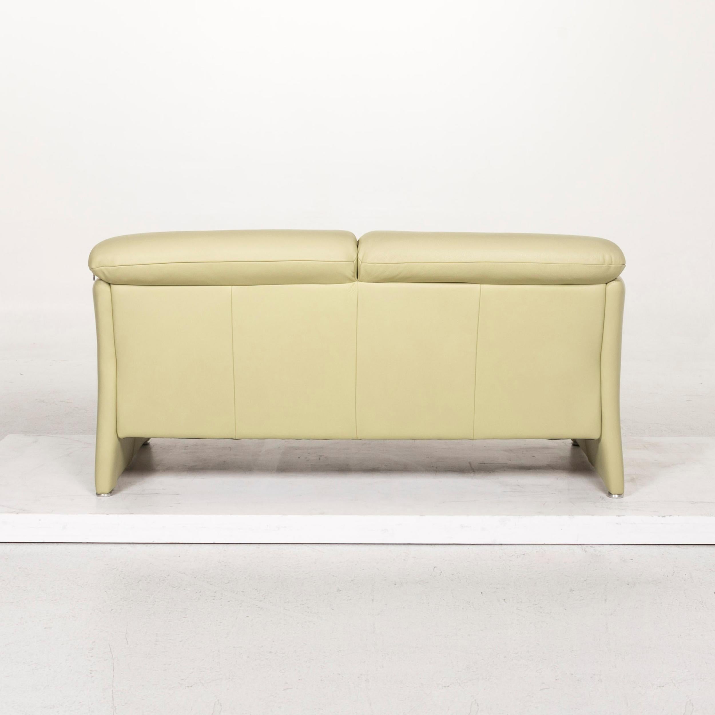 Koinor Leather Sofa Green Three-Seat Couch For Sale 1
