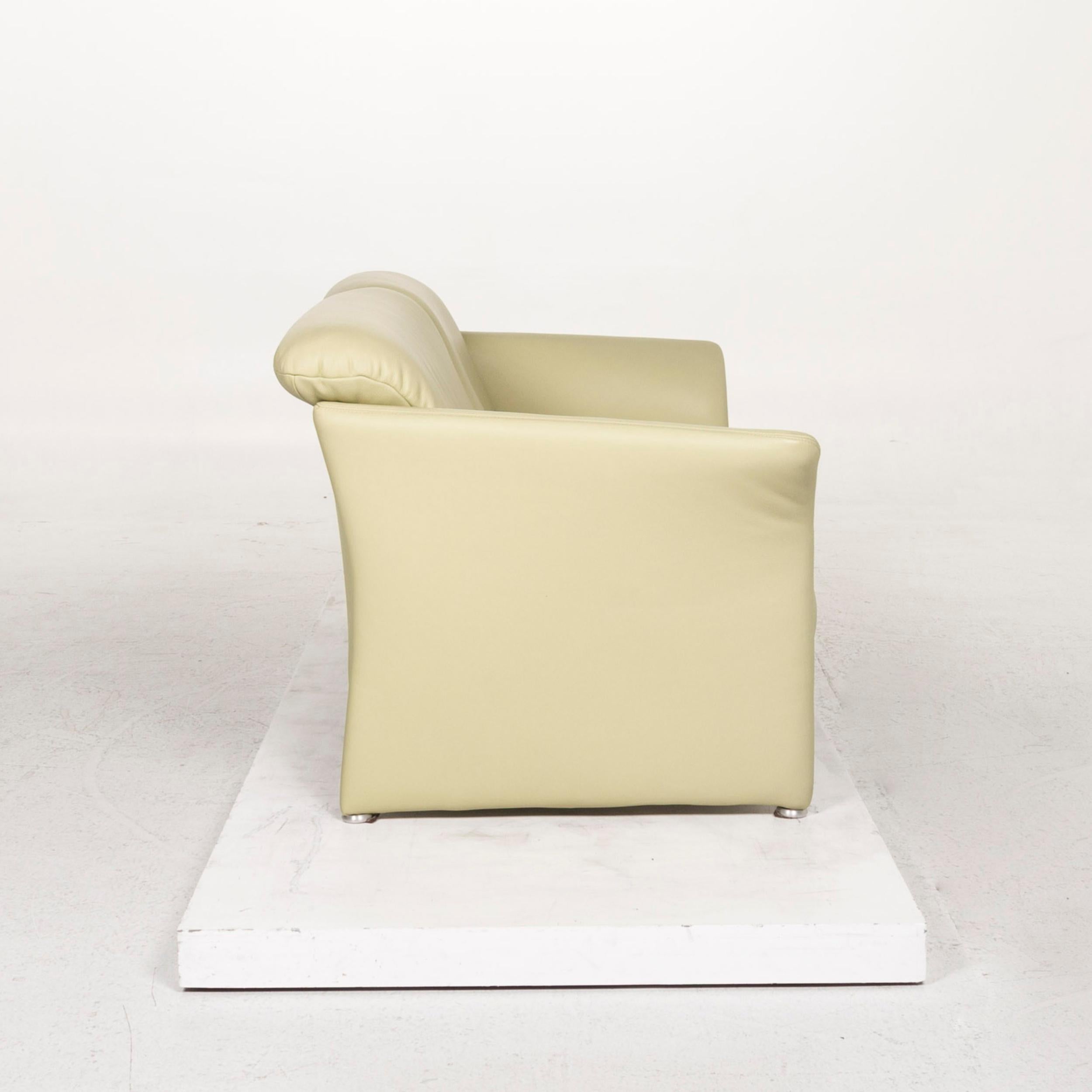 Contemporary Koinor Leather Sofa Green Three-Seat Couch For Sale
