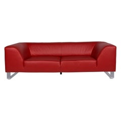 Koinor Leather Sofa Red Three-Seat Couch