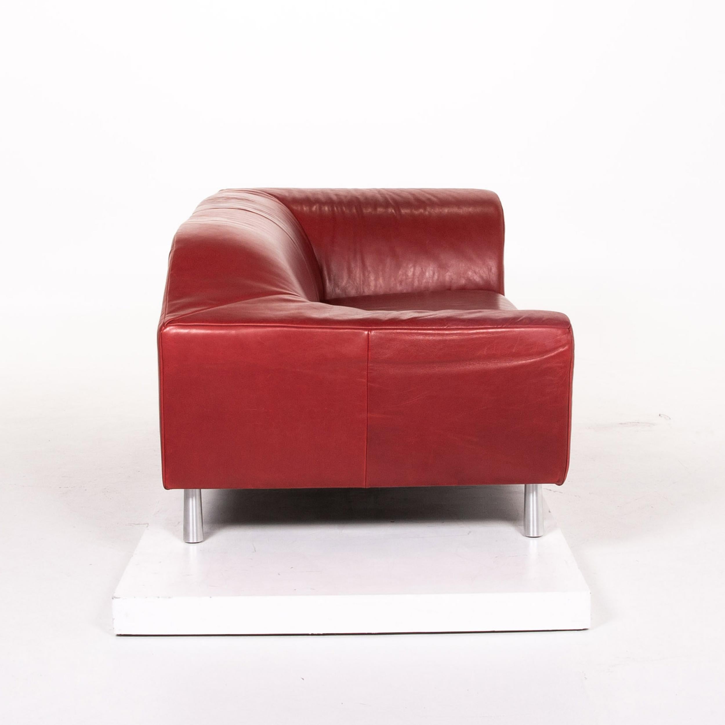 Koinor Leather Sofa Red Two-Seat Couch For Sale 4