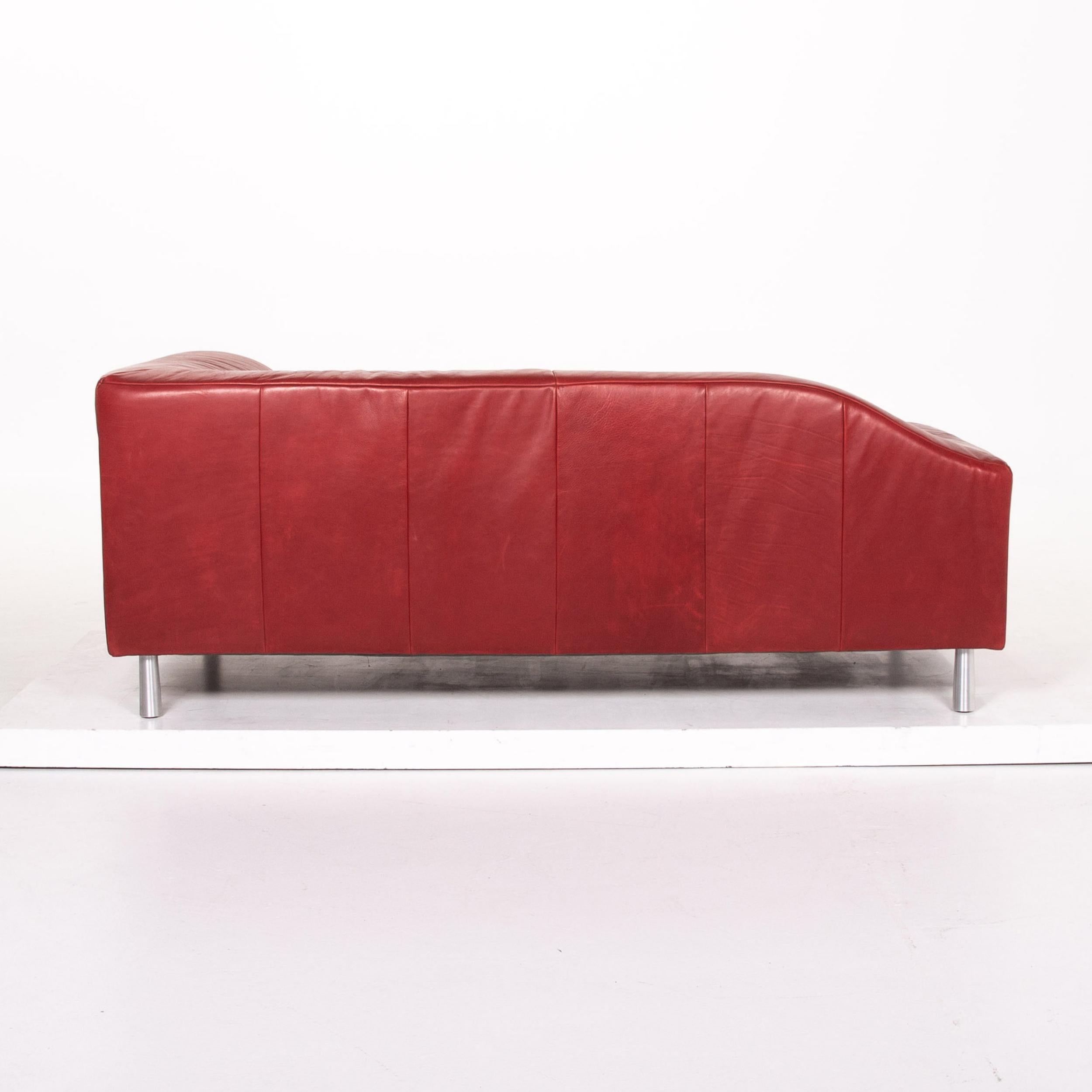 Koinor Leather Sofa Red Two-Seat Couch For Sale 5
