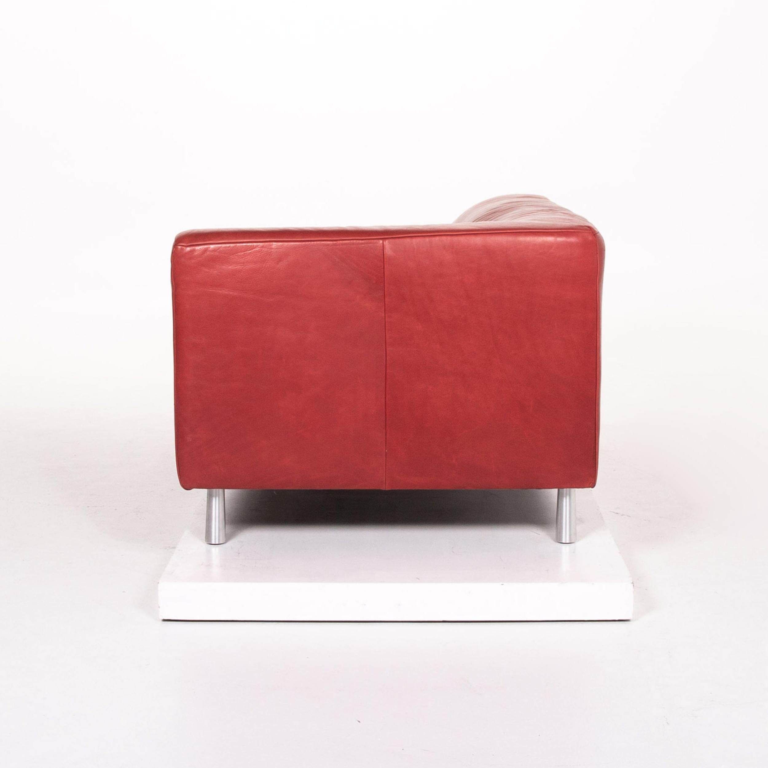 Koinor Leather Sofa Red Two-Seat Couch For Sale 6