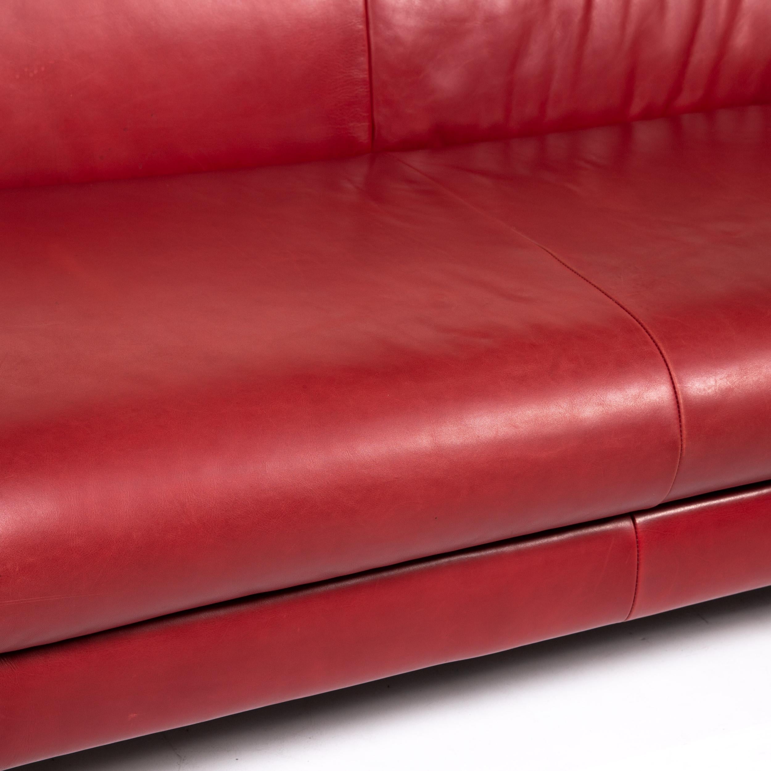 Modern Koinor Leather Sofa Red Two-Seat Couch For Sale
