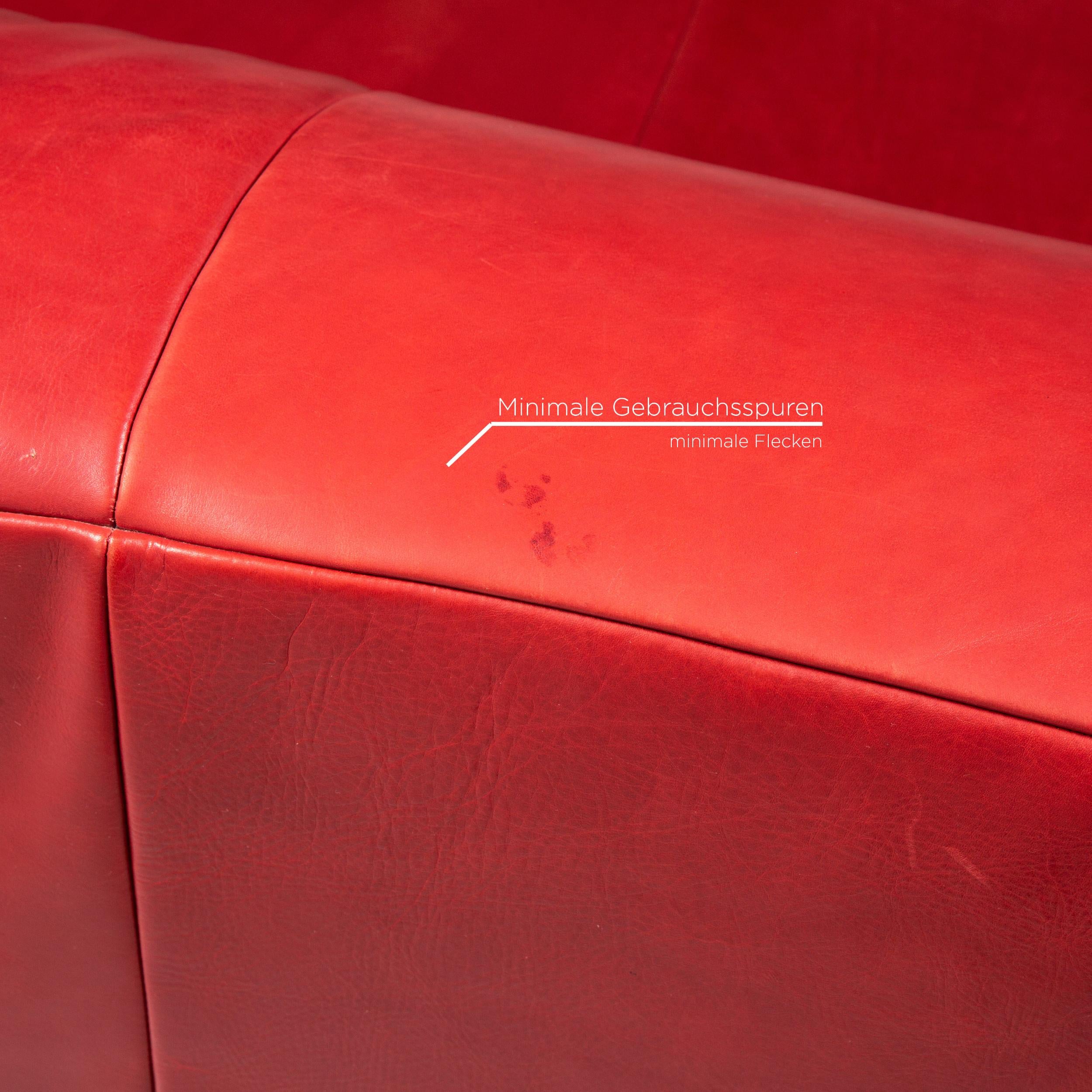 Contemporary Koinor Leather Sofa Red Two-Seat Couch For Sale