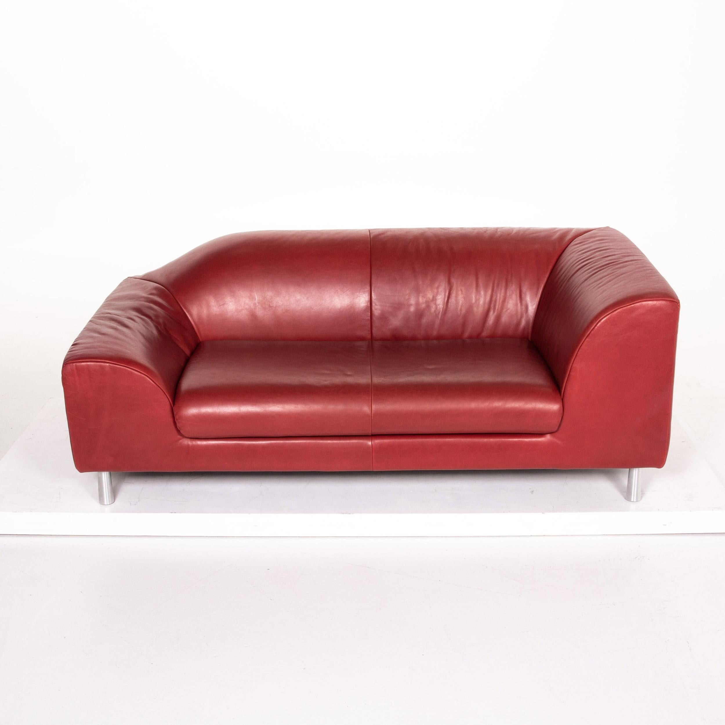 Koinor Leather Sofa Red Two-Seat Couch For Sale 3