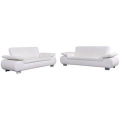 Koinor Leather Sofa Set of White Three-Seat Couch