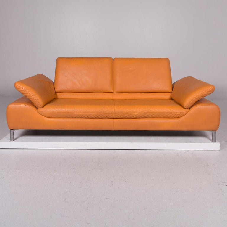 koinor leather sofa set orange three seat two seat at 1stdibs